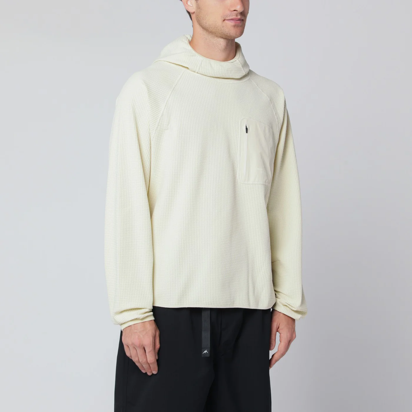 Purple Mountain Observatory Cream-colored sweatshirt with built-in balaclava