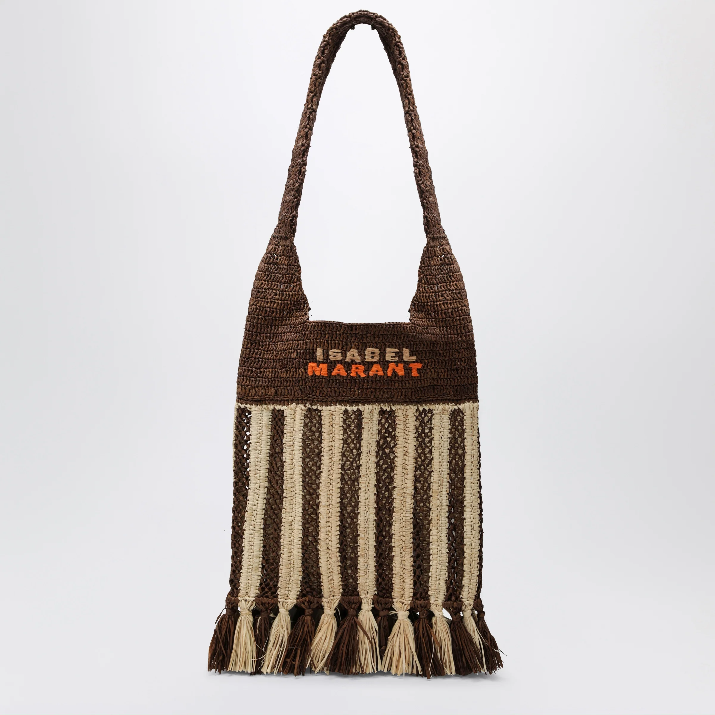 ISABEL MARANT Striped raffia bag