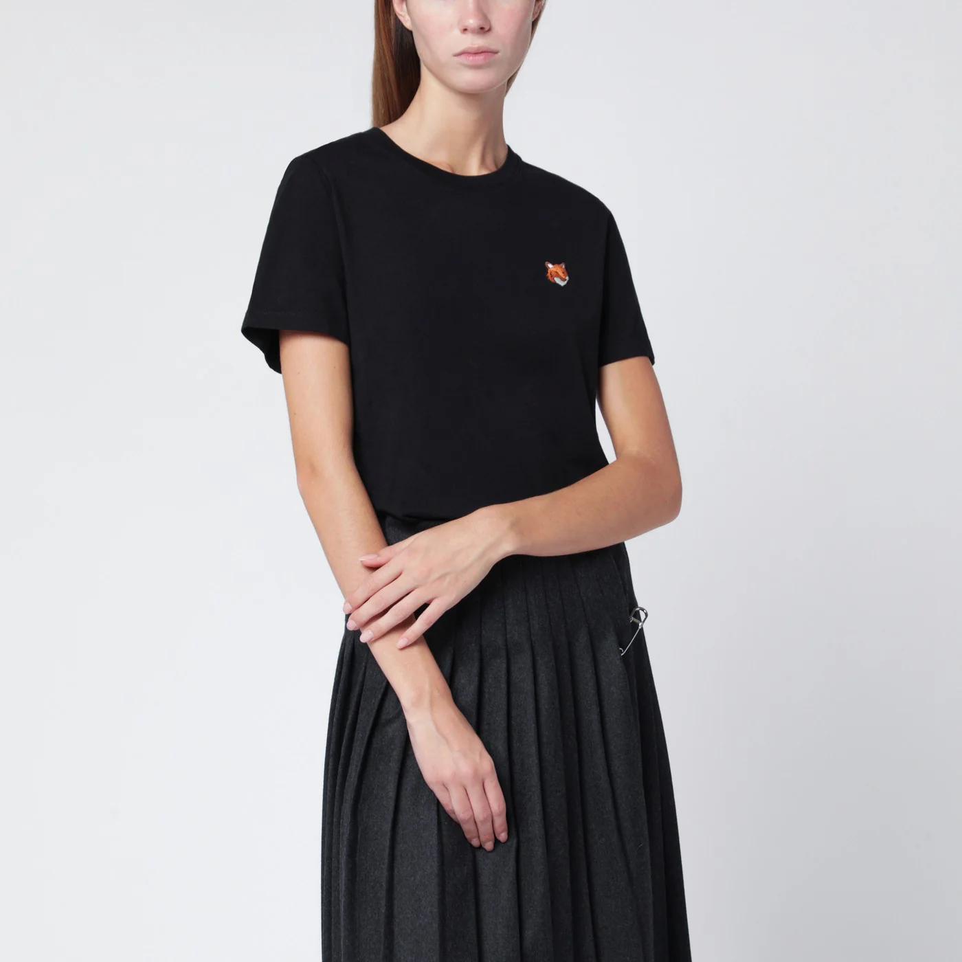 Maison Kitsuné Black T-shirt with logo patch