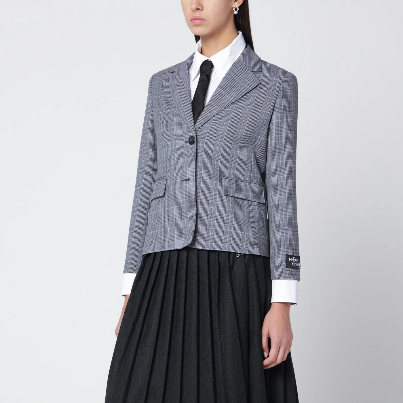 Maison Kitsuné Blue checked single-breasted blazer