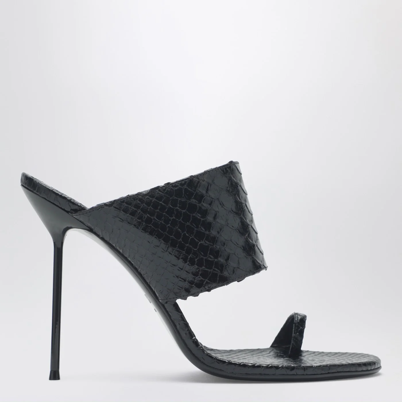 Paris Texas Lidia python-effect black leather thong mule