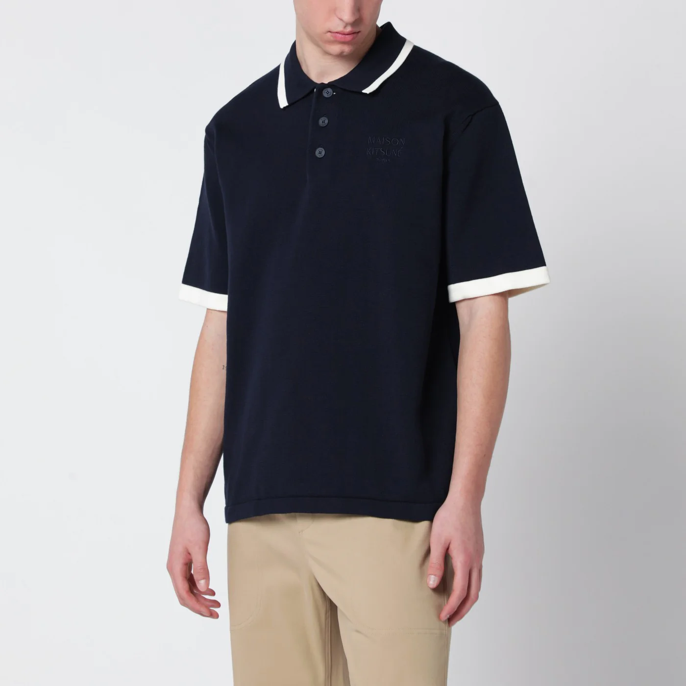 Maison Kitsuné Navy blue Comfort-Fit cotton polo shirt