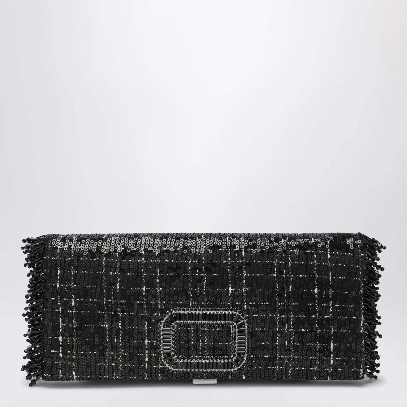 ROGER VIVIER Black Pilgrim clutch bag with micro sequins