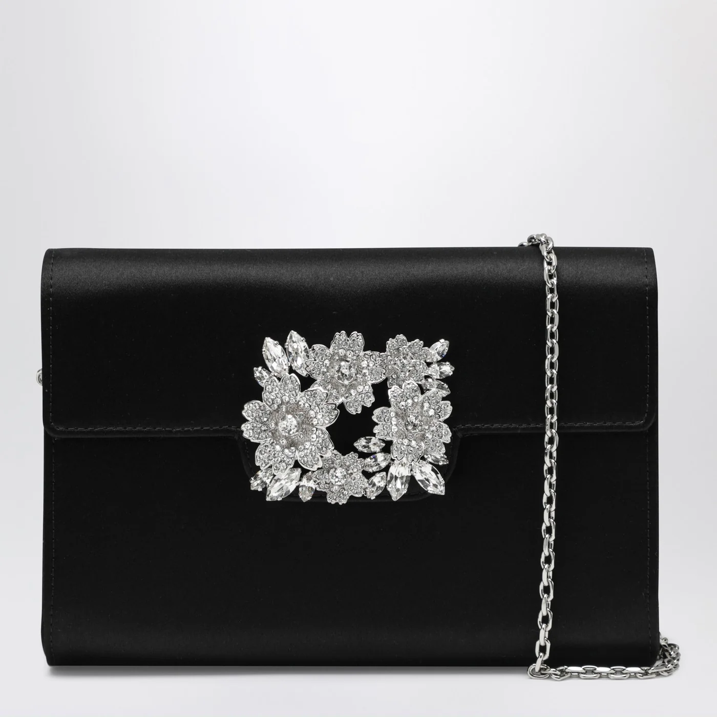 ROGER VIVIER Efflorescence Mini Clutch black in satin