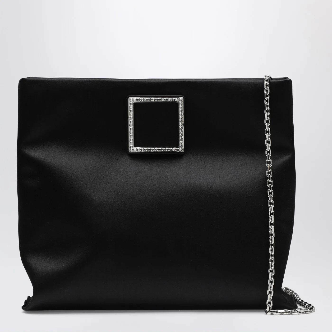 ROGER VIVIER Trompette Clutch in black satin