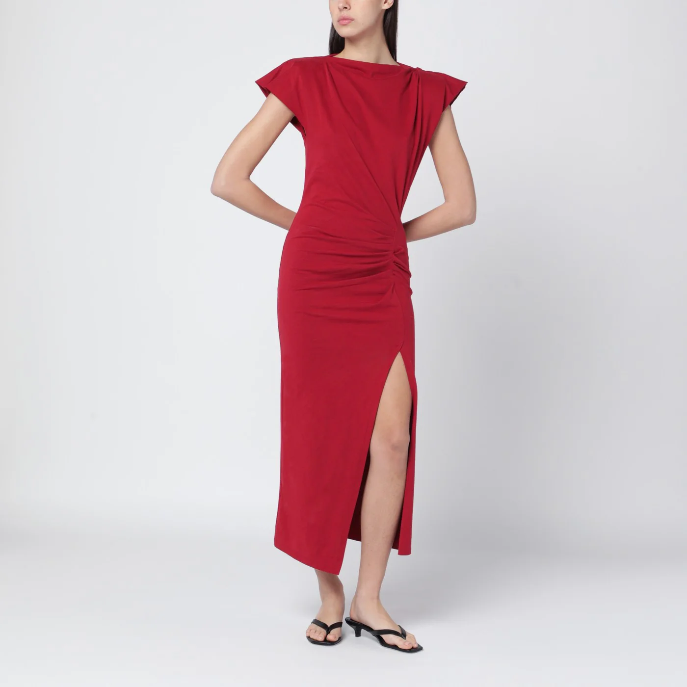 ISABEL MARANT Long cherry-coloured Nadela jersey dress