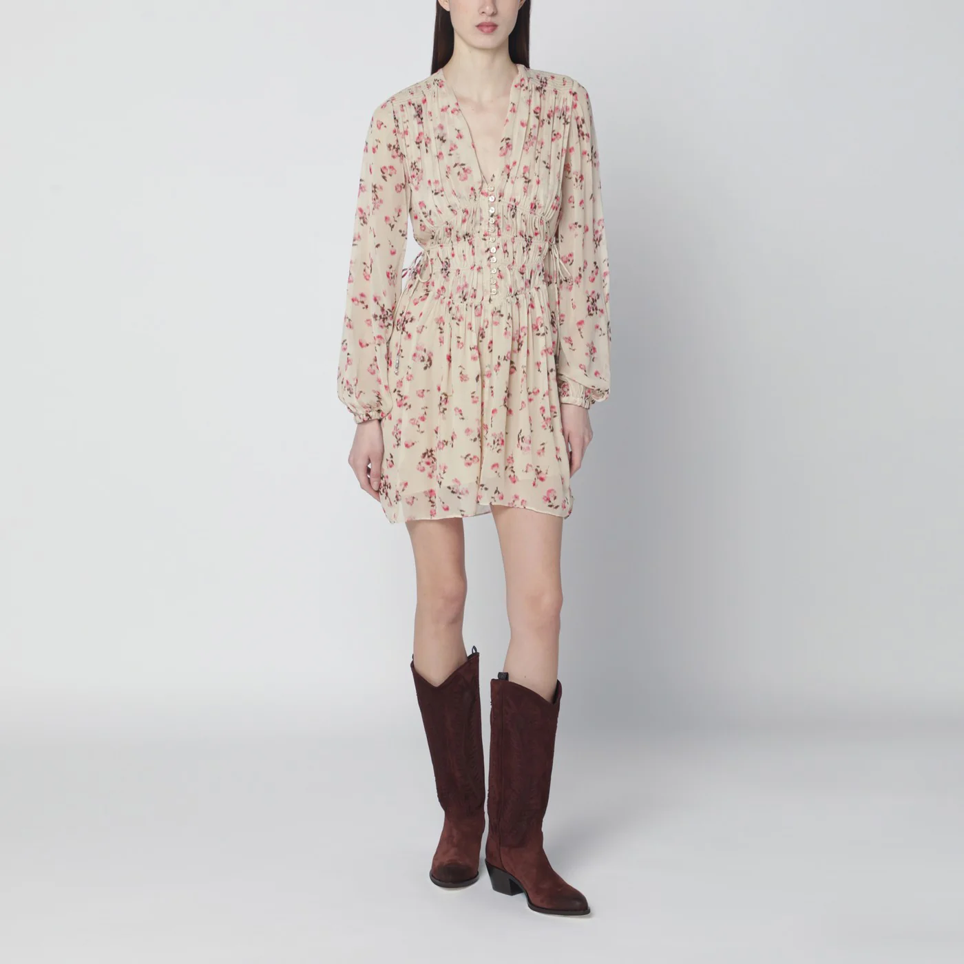 ISABEL MARANT Étoile Loriena beige dress with floral print