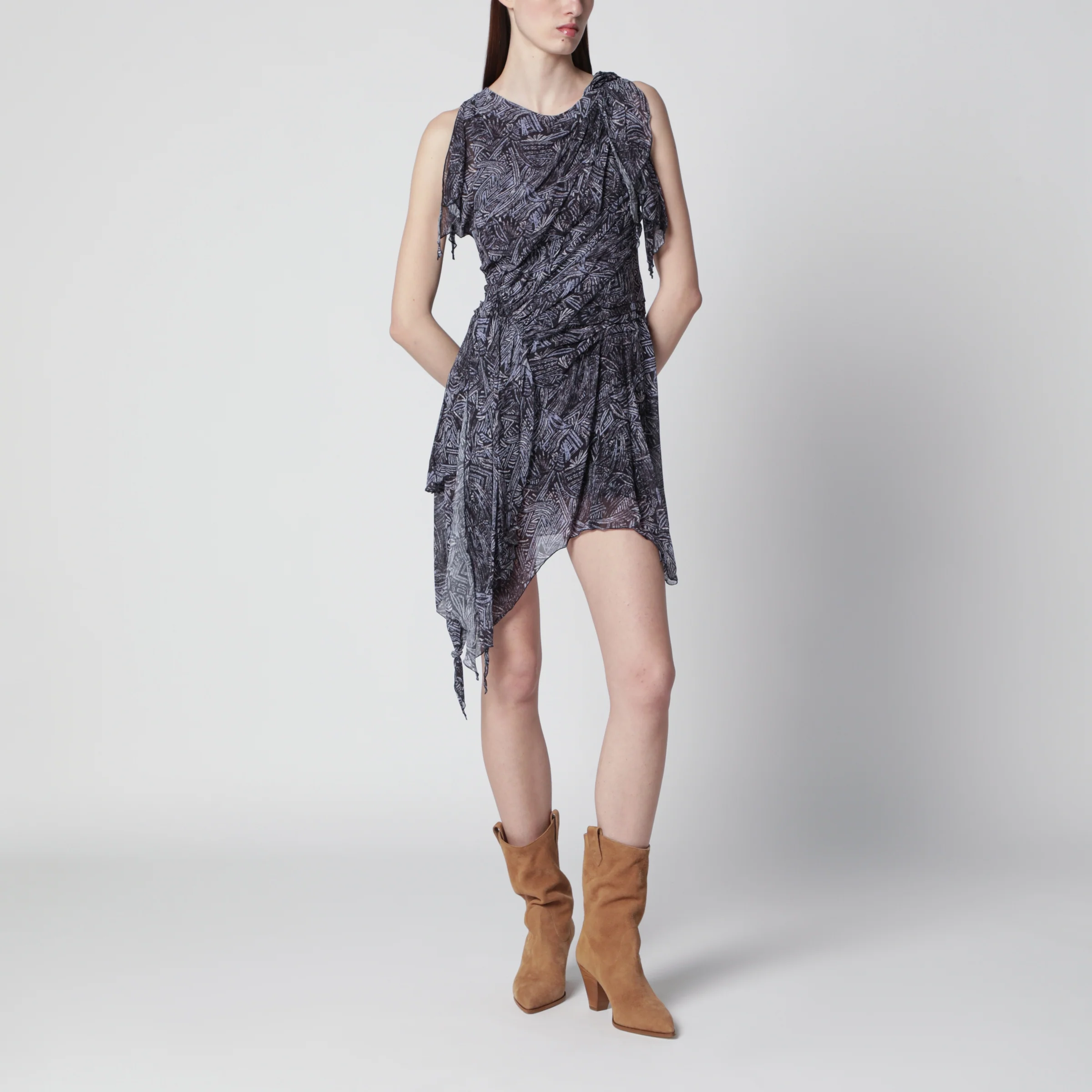 ISABEL MARANT Asymmetrical mini dress Faded Night in silk