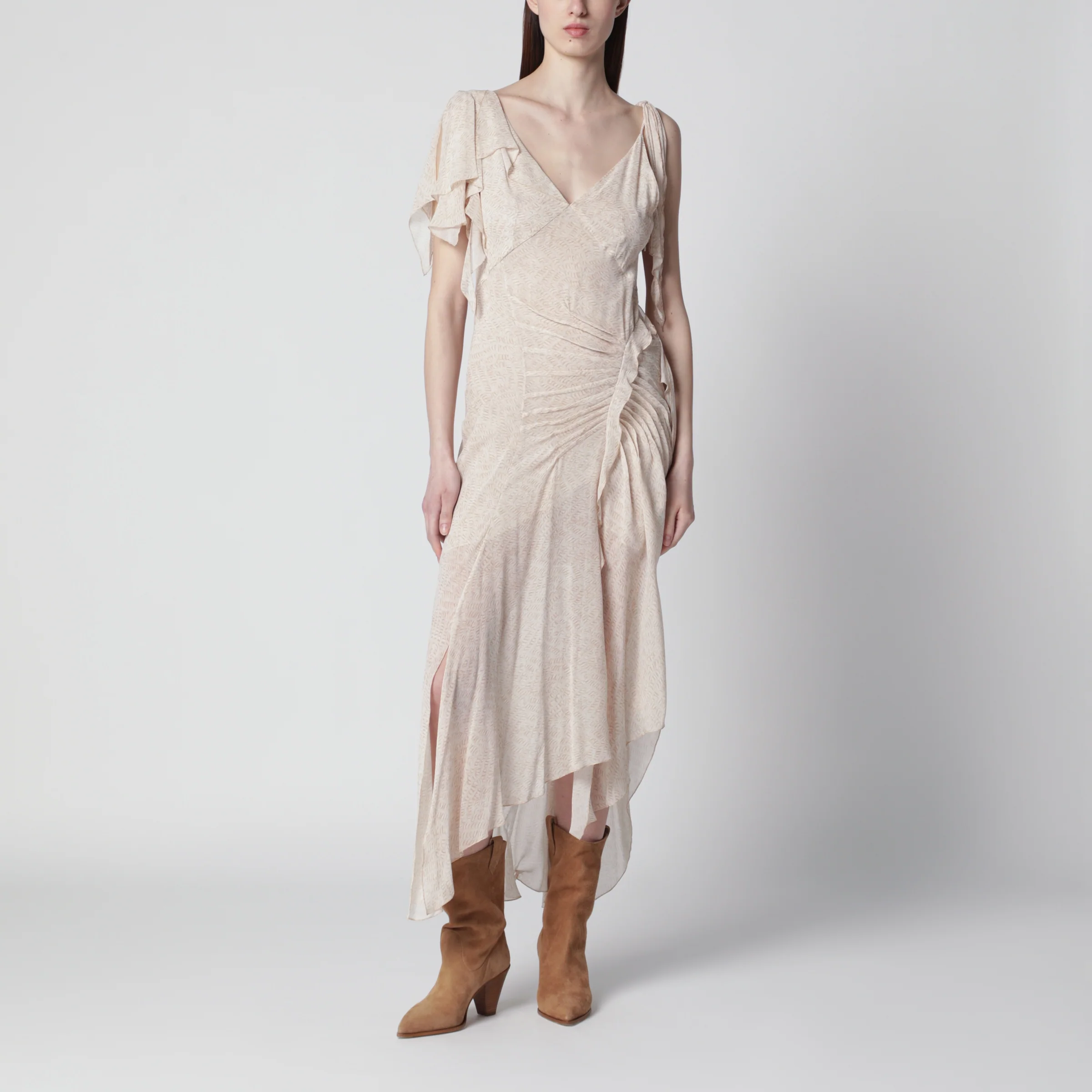 ISABEL MARANT Tylena asymmetric printed silk georgette dress in ecru