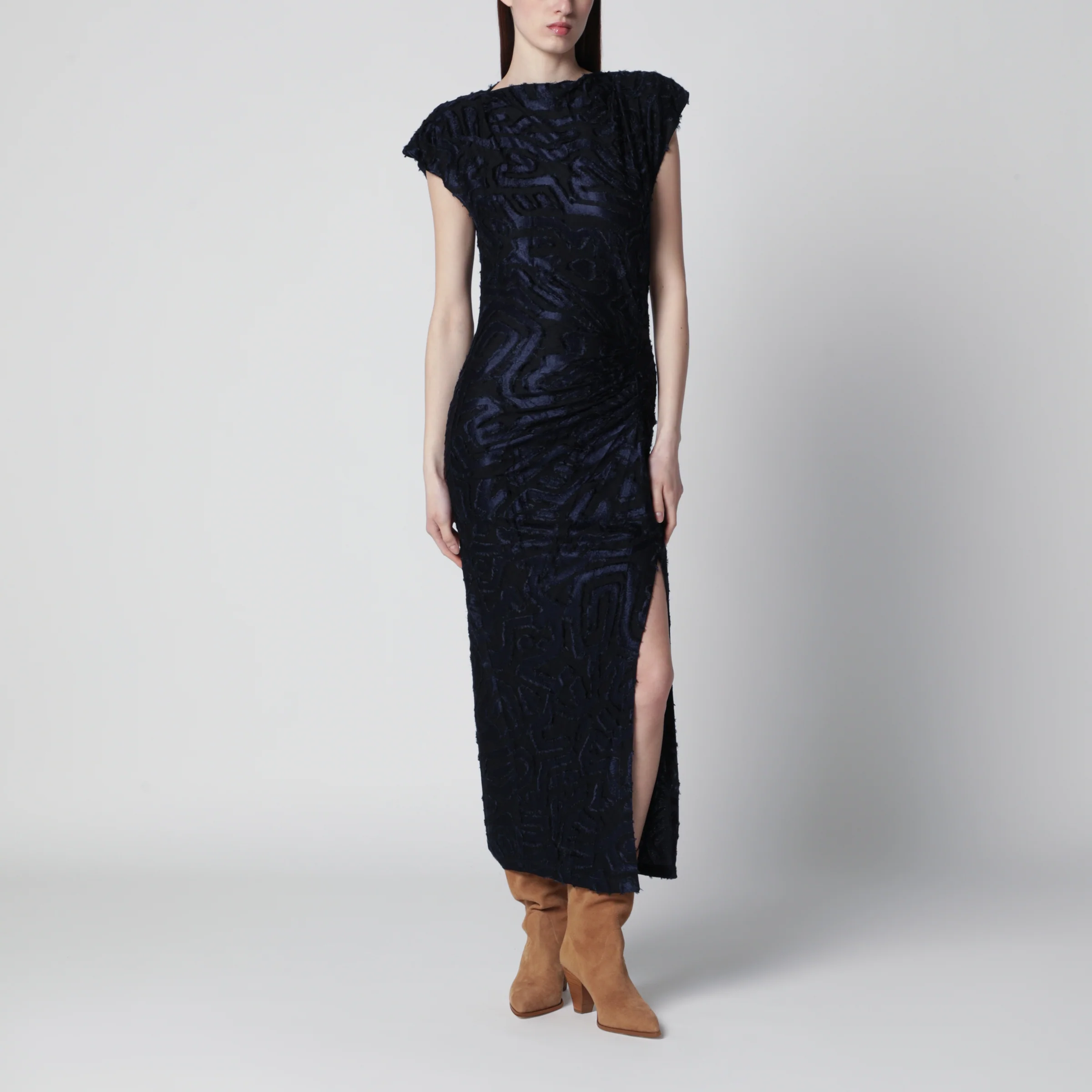 ISABEL MARANT Ladan long jacquard jersey dress in Faded Night