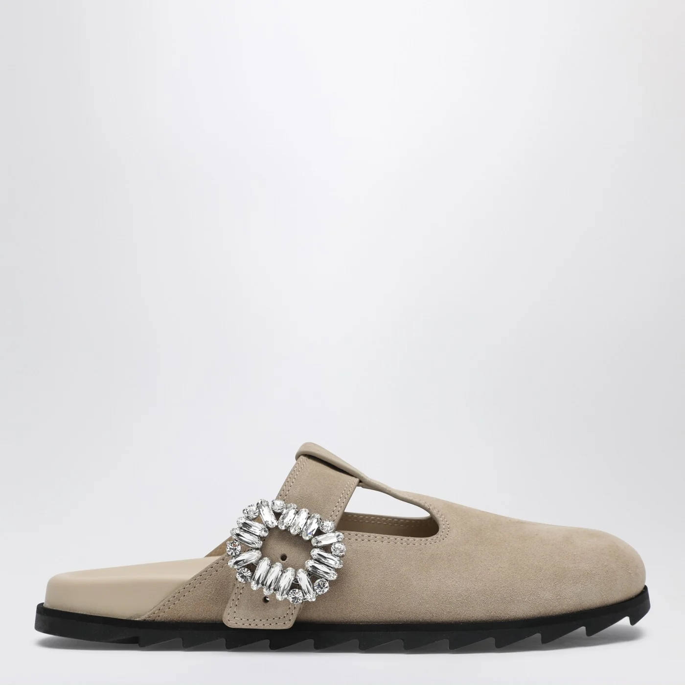 ROGER VIVIER Slidy Viv Mules in suede beige