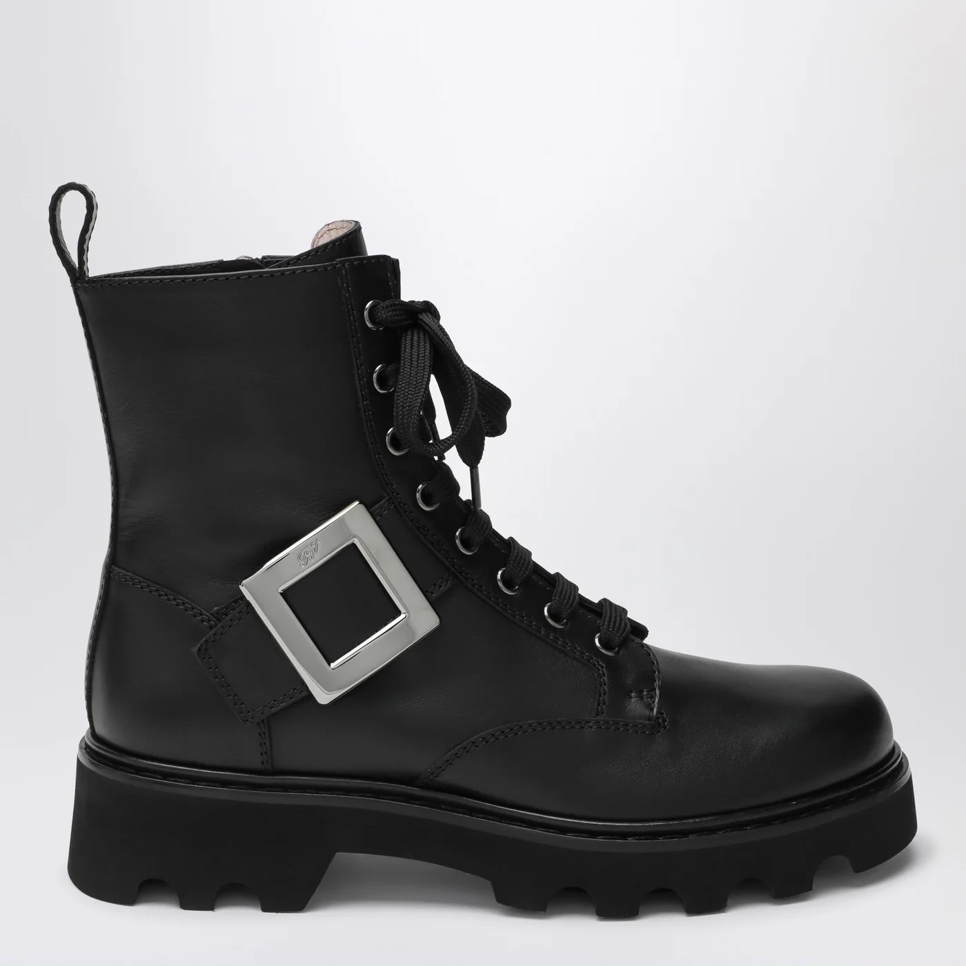ROGER VIVIER Viv' Rangers Truck black leather ankle boots