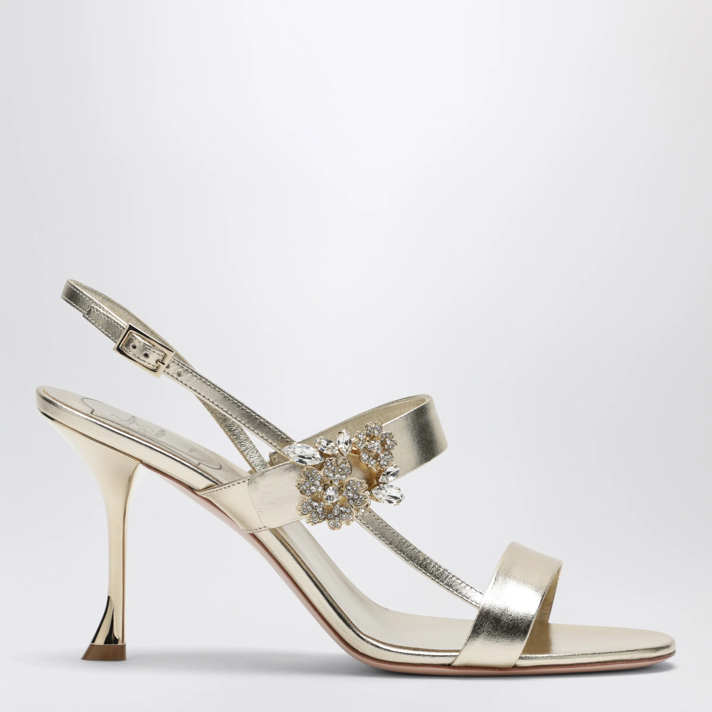 ROGER VIVIER Gold leather Efflorescence sandals