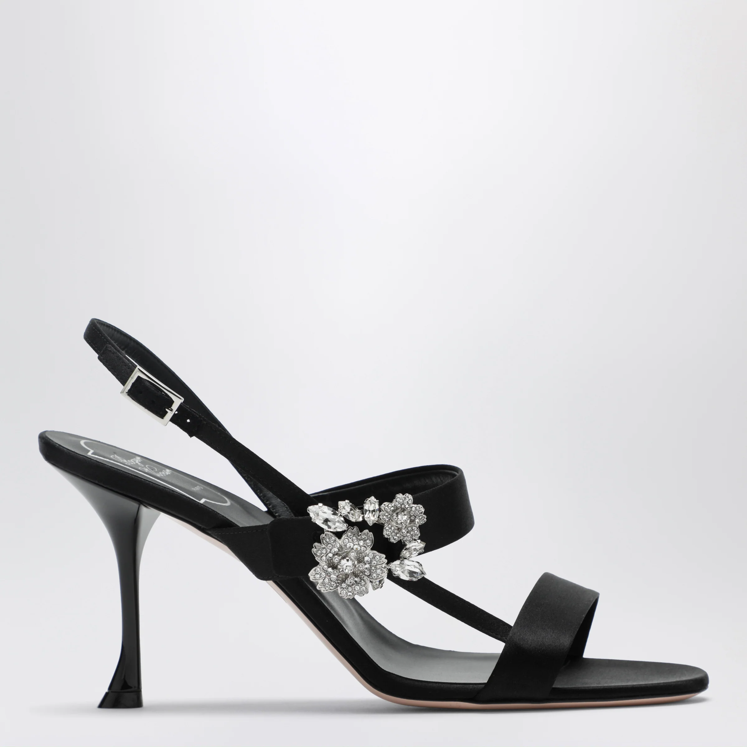 ROGER VIVIER Black satin Efflorescence sandals