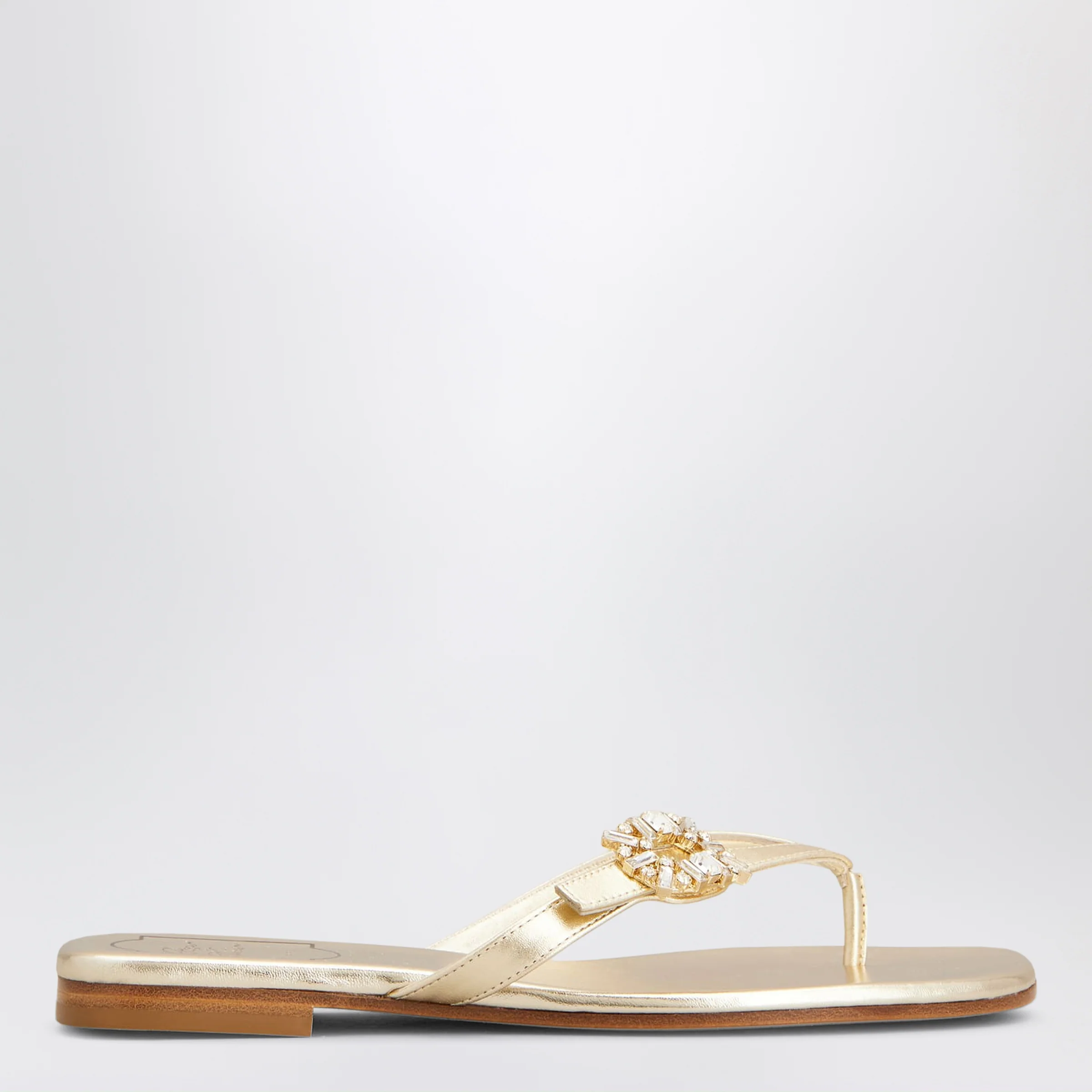 ROGER VIVIER Gold metallic nappa leather slip-on