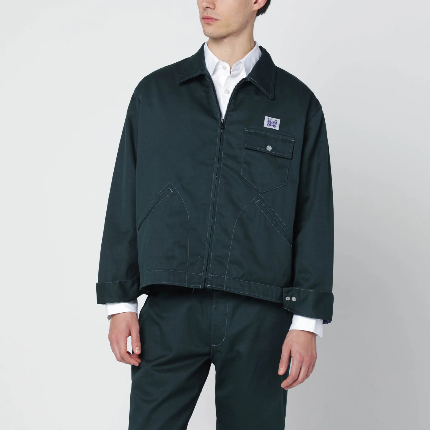 Needles Green zip shirt jacket