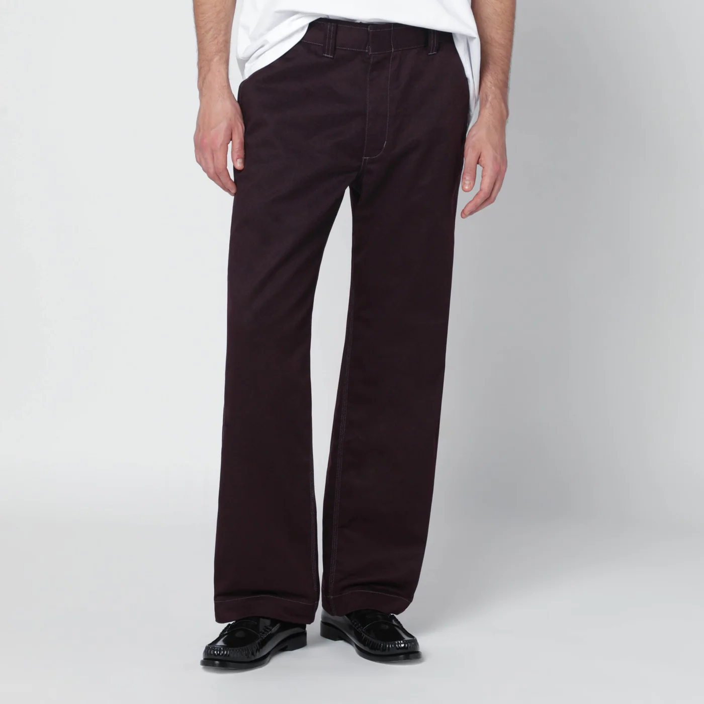 Needles Burgundy cotton-blend trousers