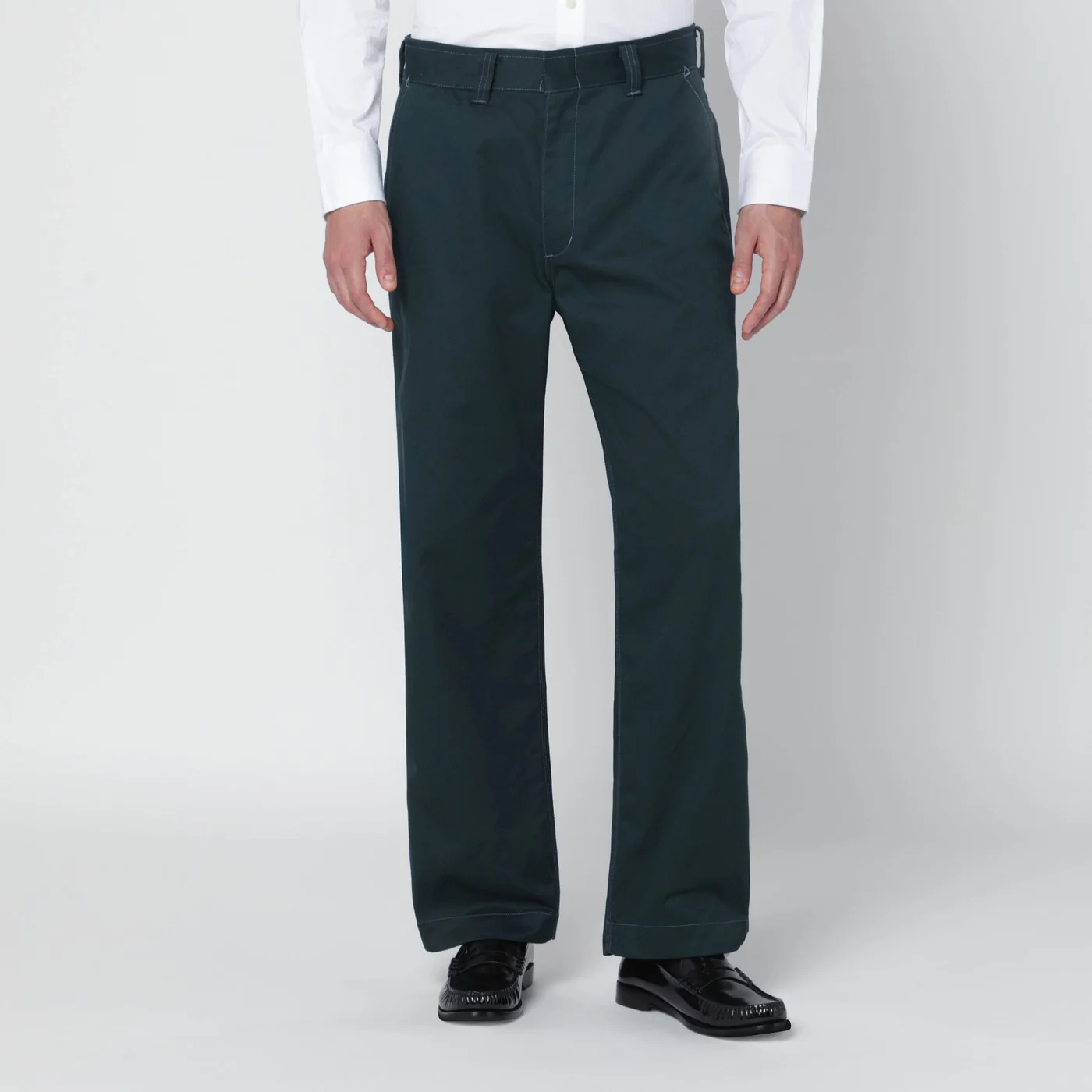 Needles Green cotton-blend trousers