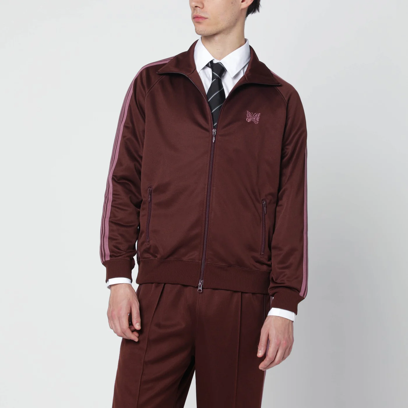 Needles Brown/antique-rose zip track jacket