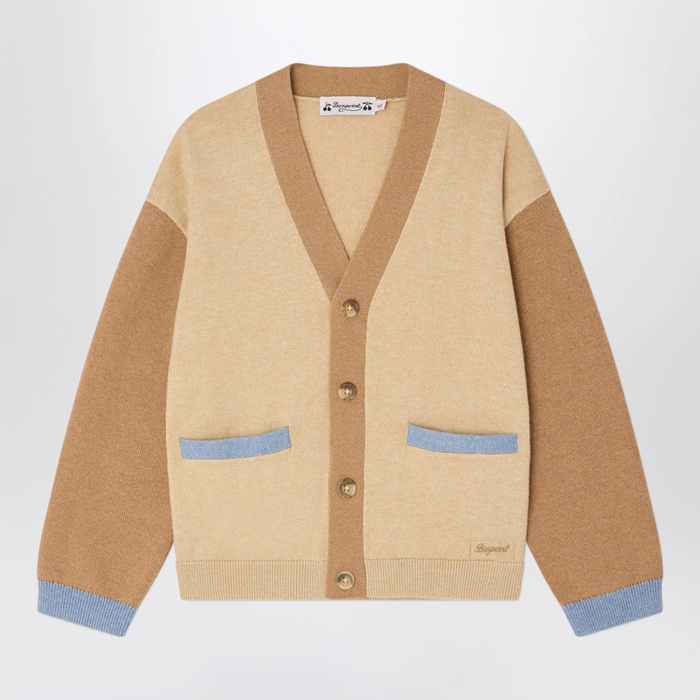 Bonpoint Edouard beige cotton and cashmere cardigan