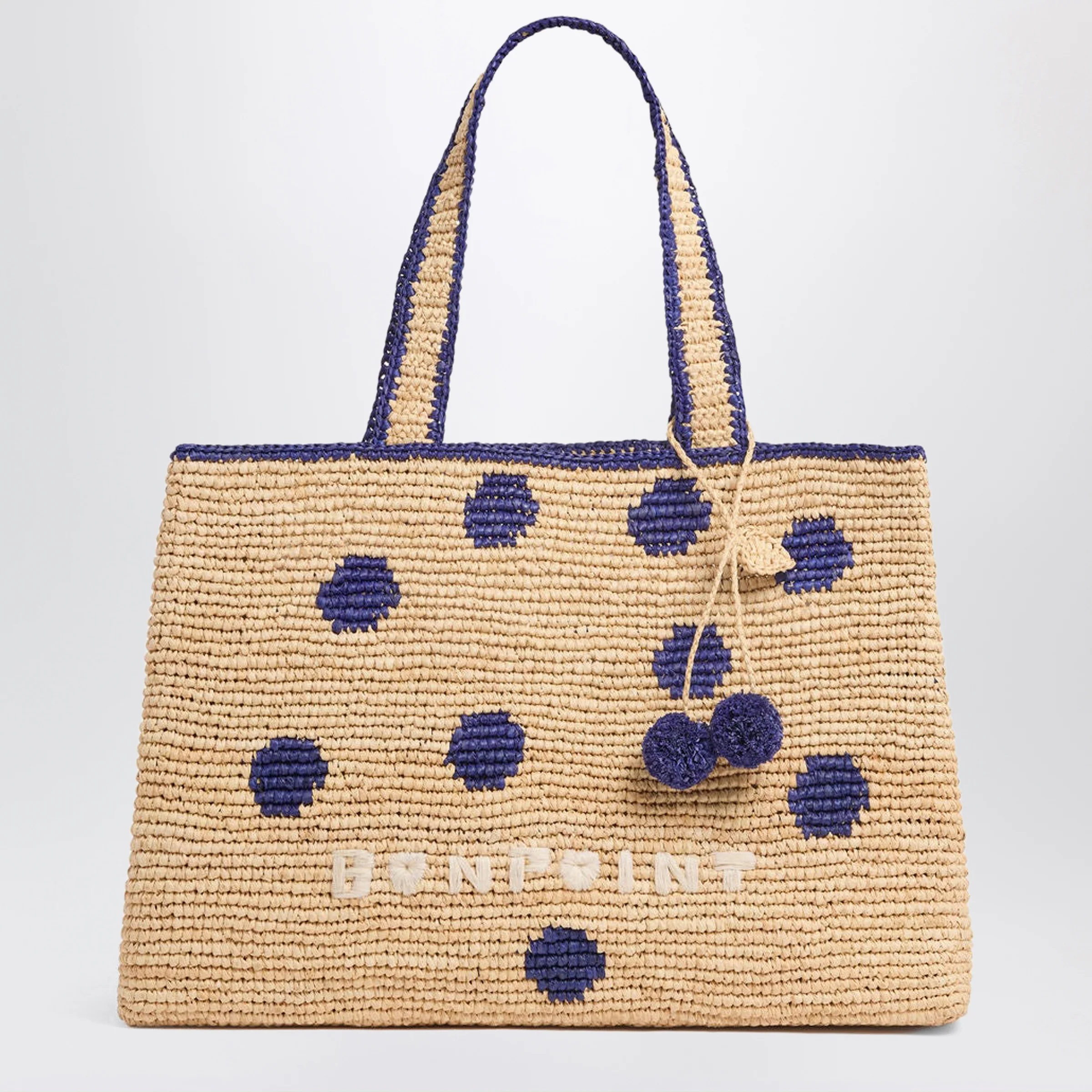 Bonpoint Esma blue polka dot raffia bag