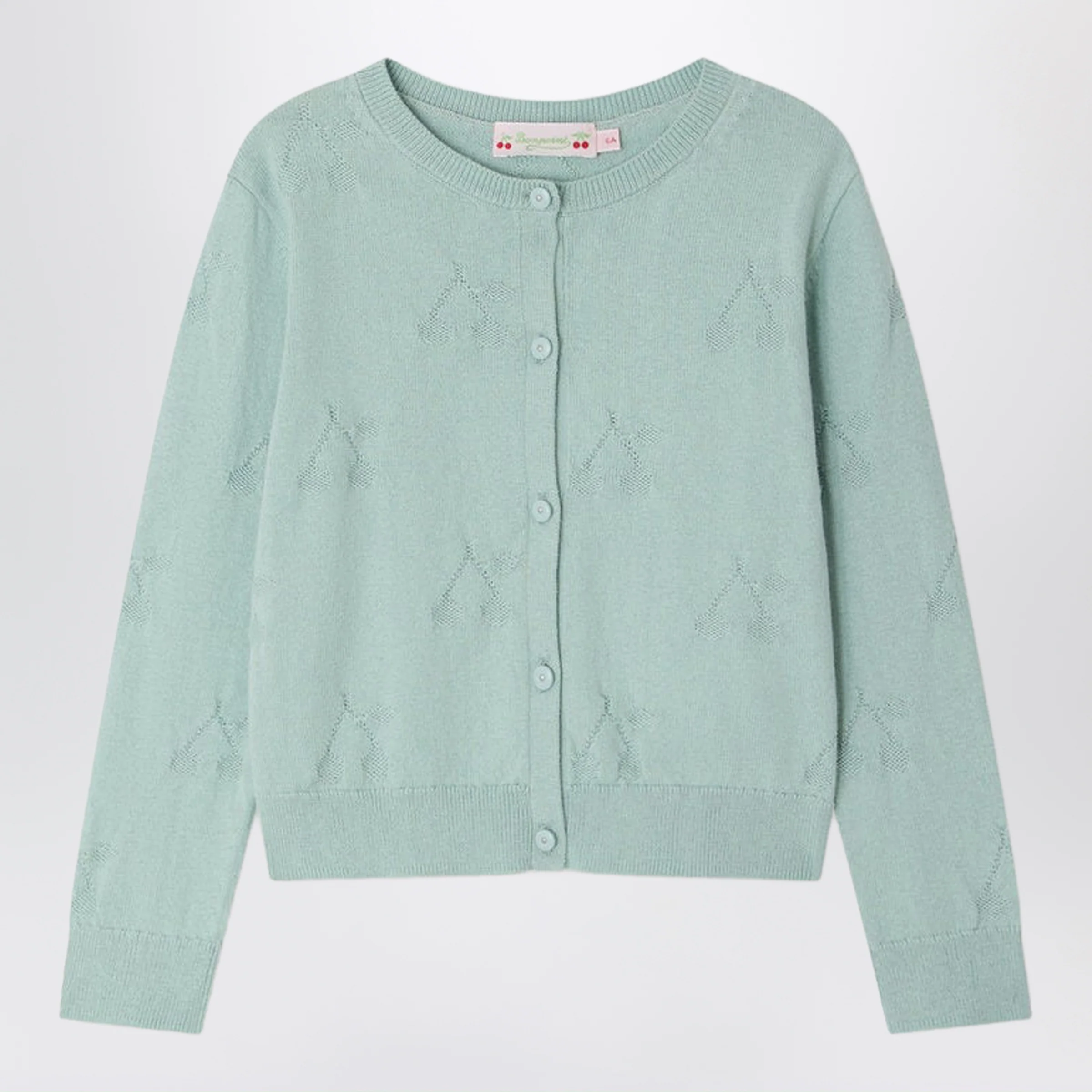 Bonpoint Lysia celadon green cardigan with cherries