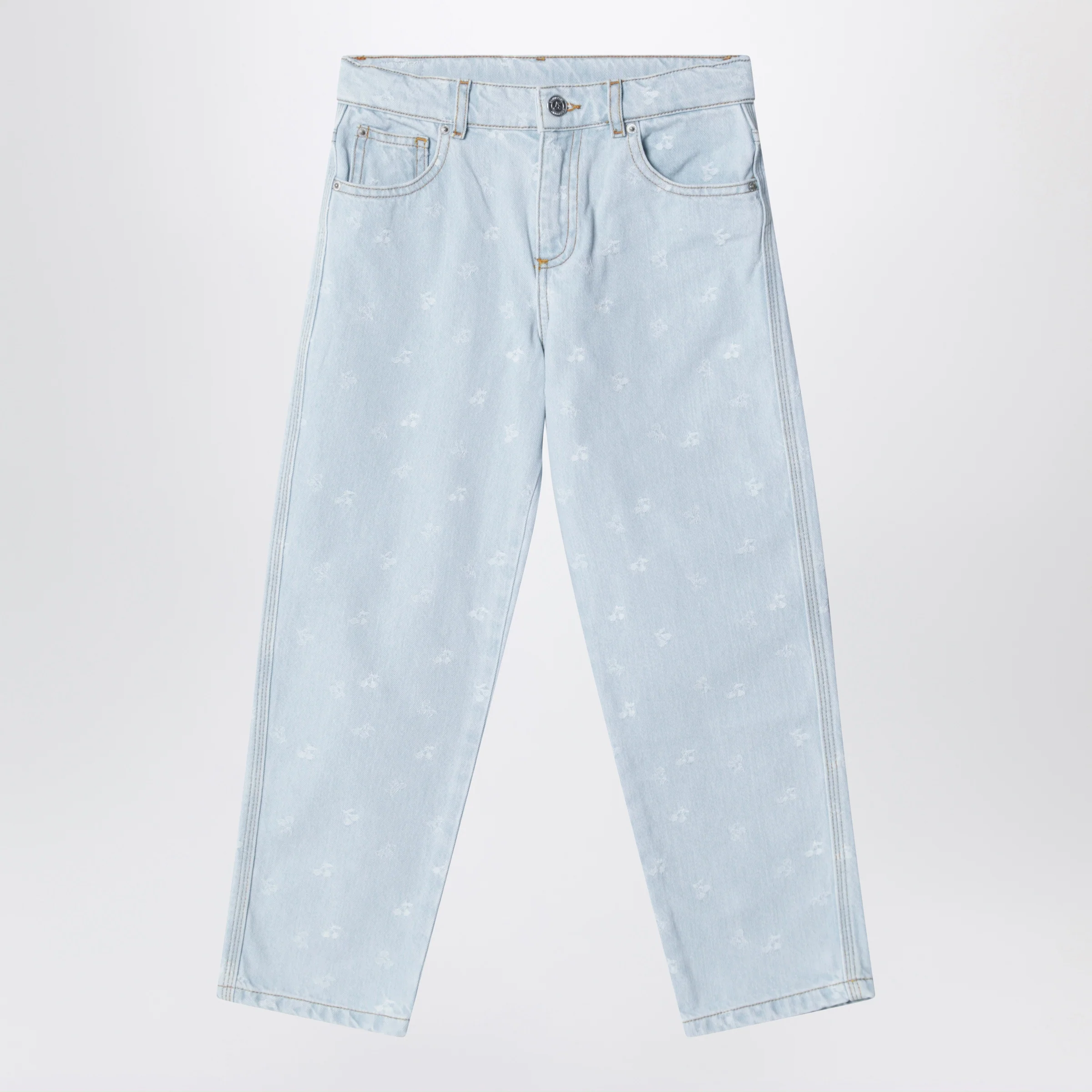 Bonpoint Eloha denim jeans with jacquard cherries