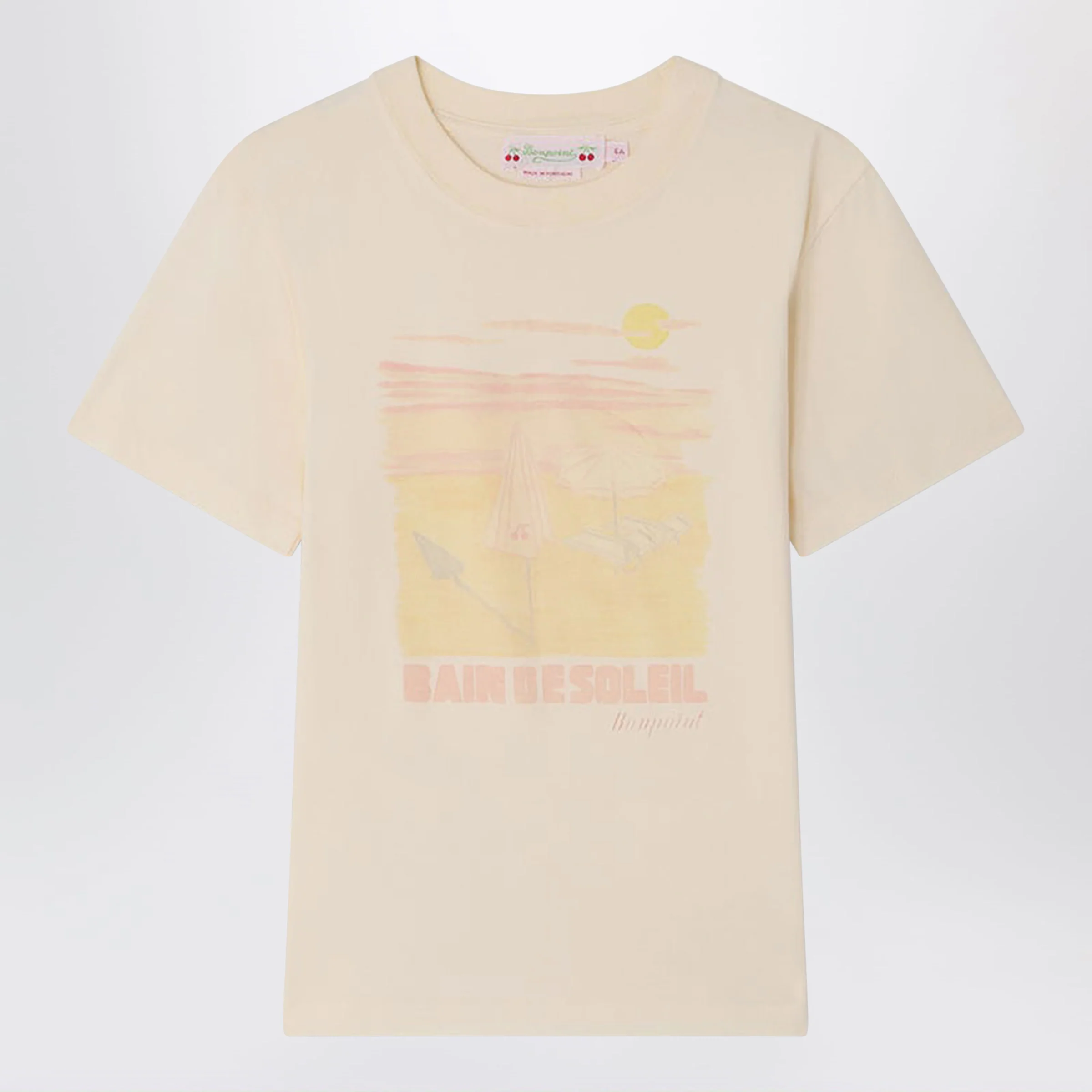 Bonpoint Thida écru T-shirt with Bain de Soleil print