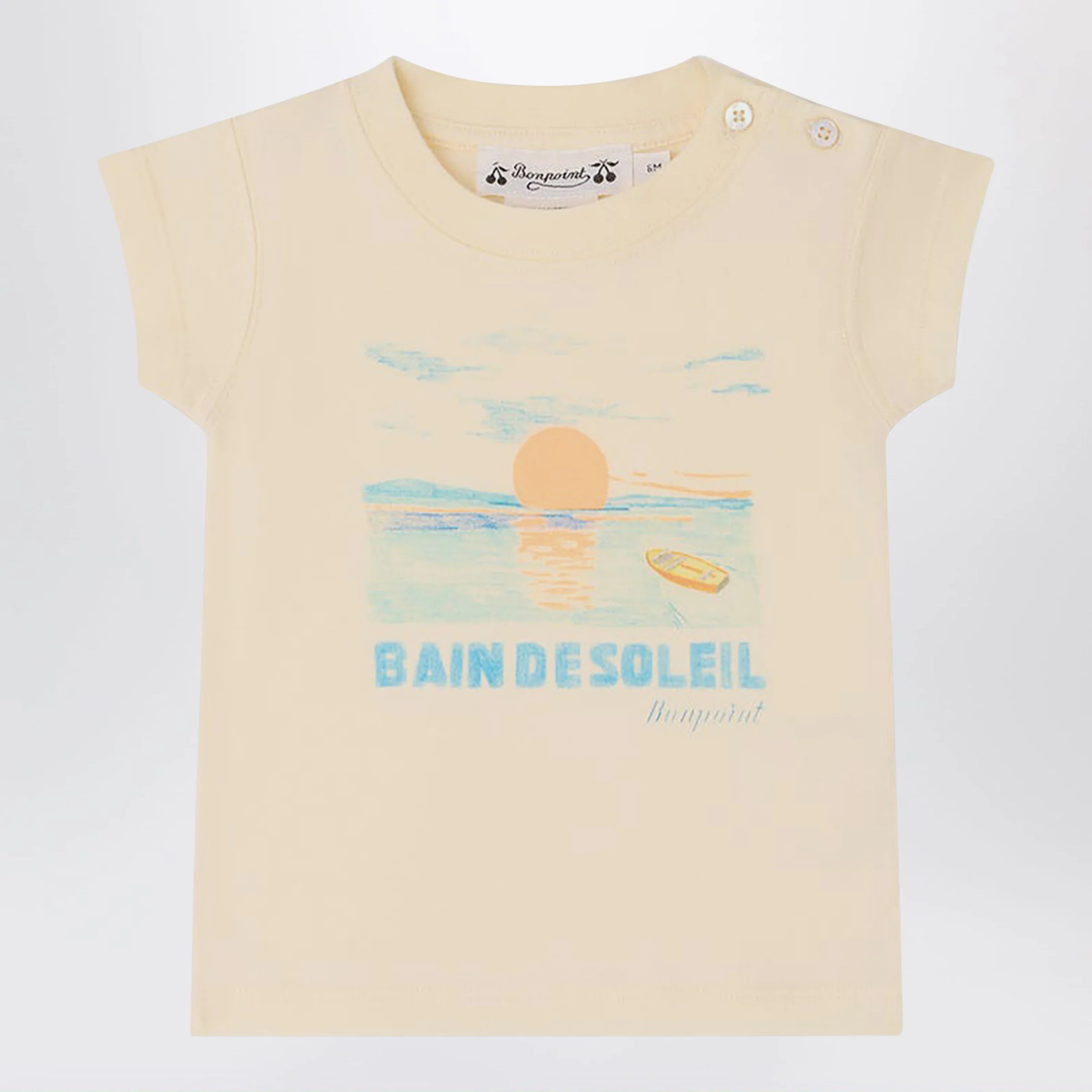 Bonpoint T-shirt Tom ecru with Bain de Soleil print