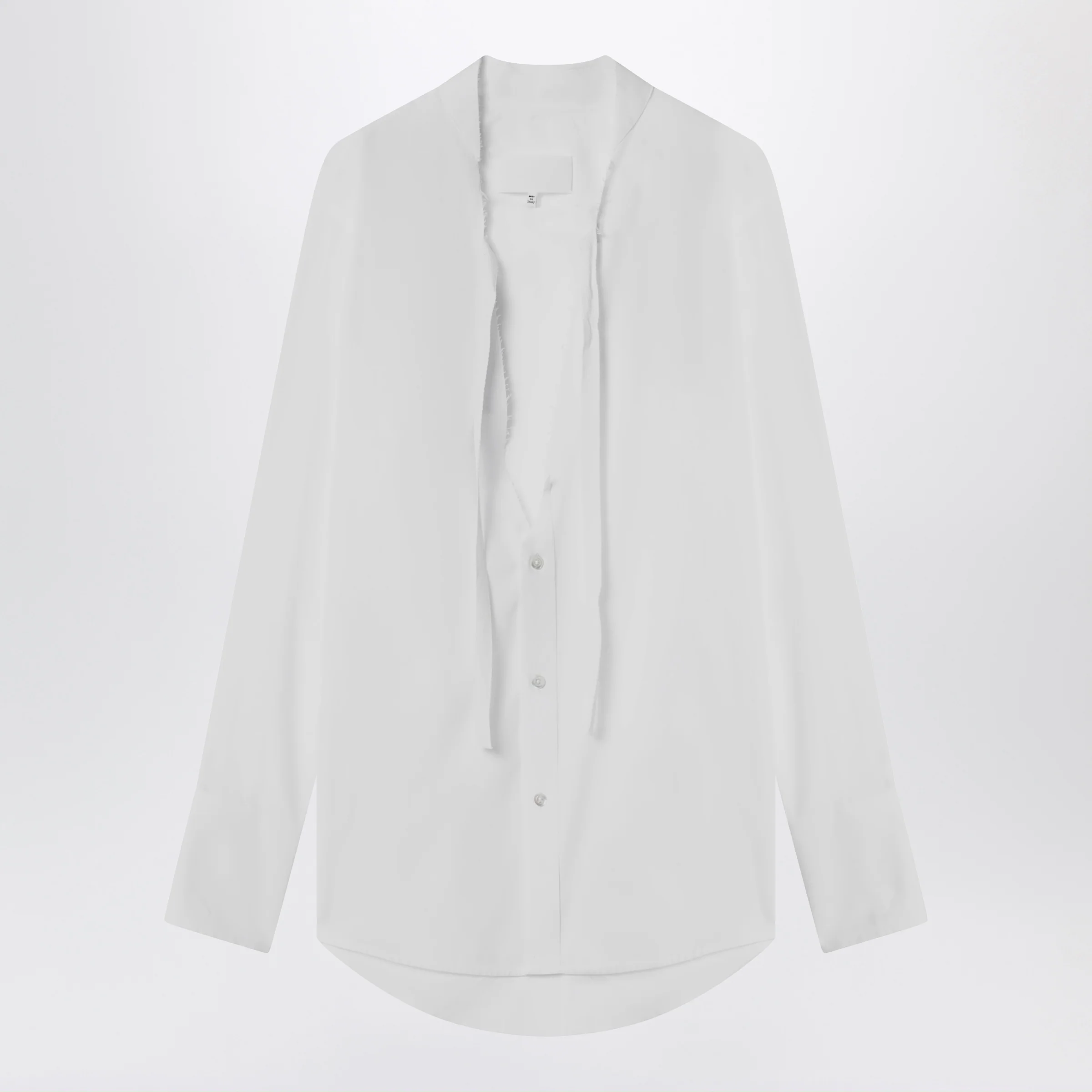 Maison Margiela Deep V-neck cotton poplin shirt in white
