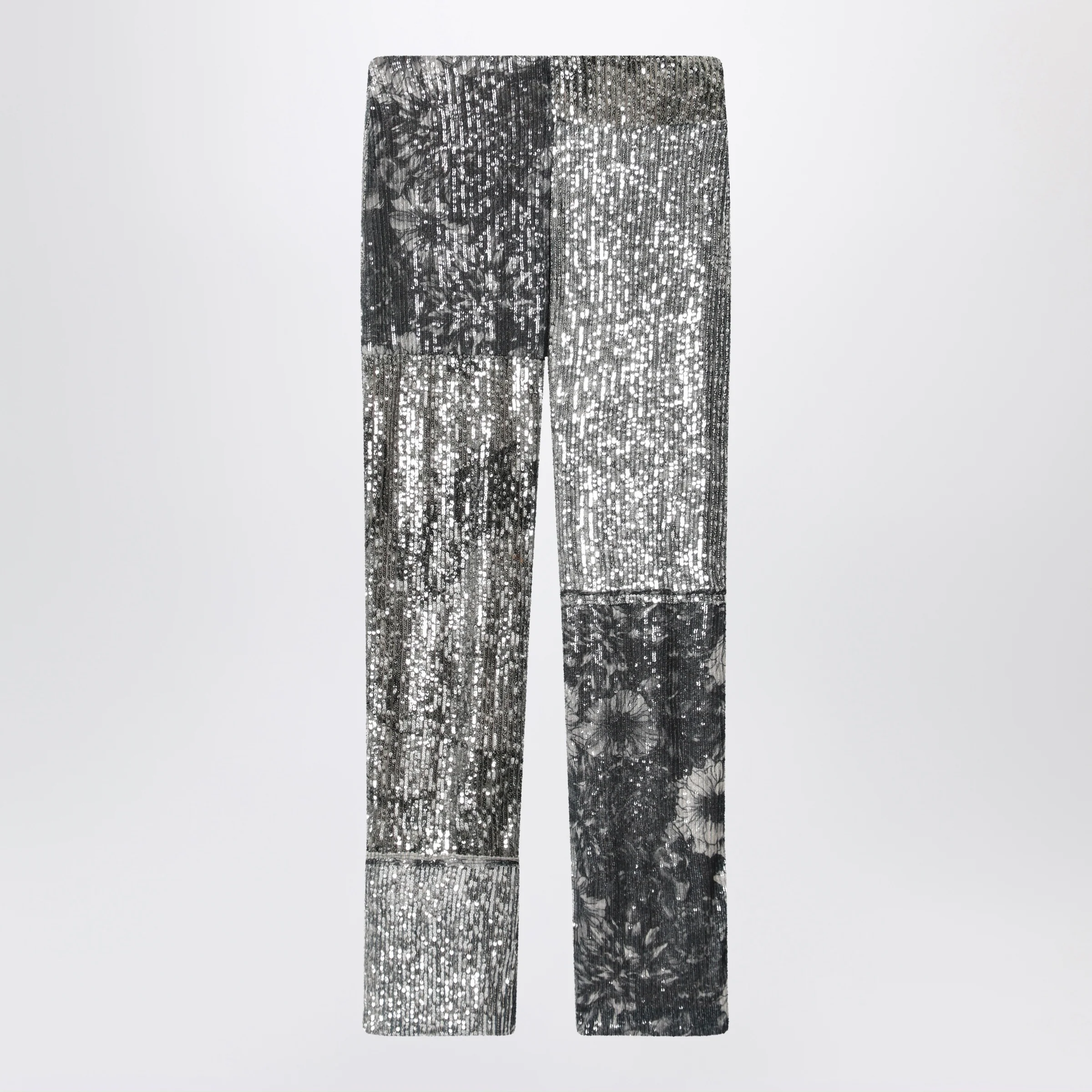 Maison Margiela Patchwork trousers with floral sequins, multicolor
