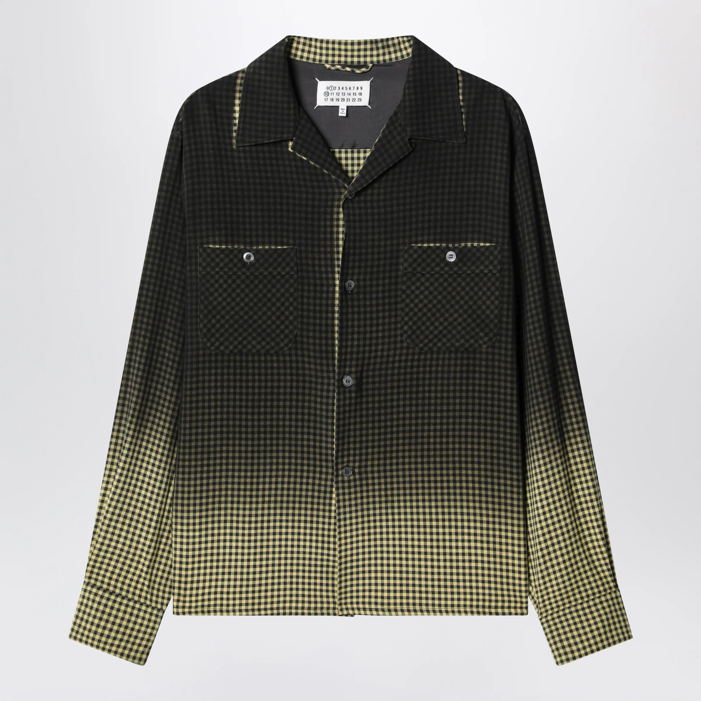Maison Margiela Gradient check viscose shirt in yellow and black