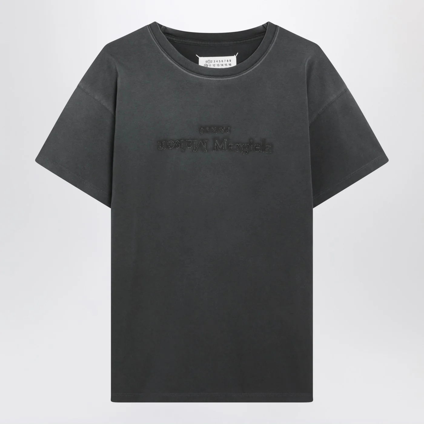 Maison Margiela Black washed-out cotton T-shirt with reverse logo