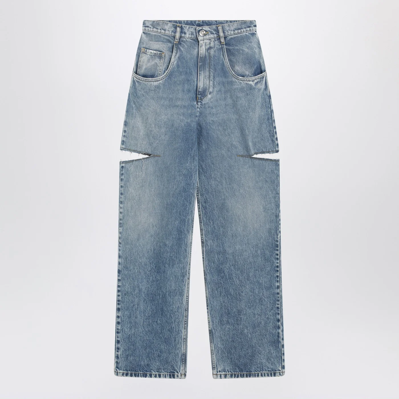 Maison Margiela Loose blue jeans with drawstrings
