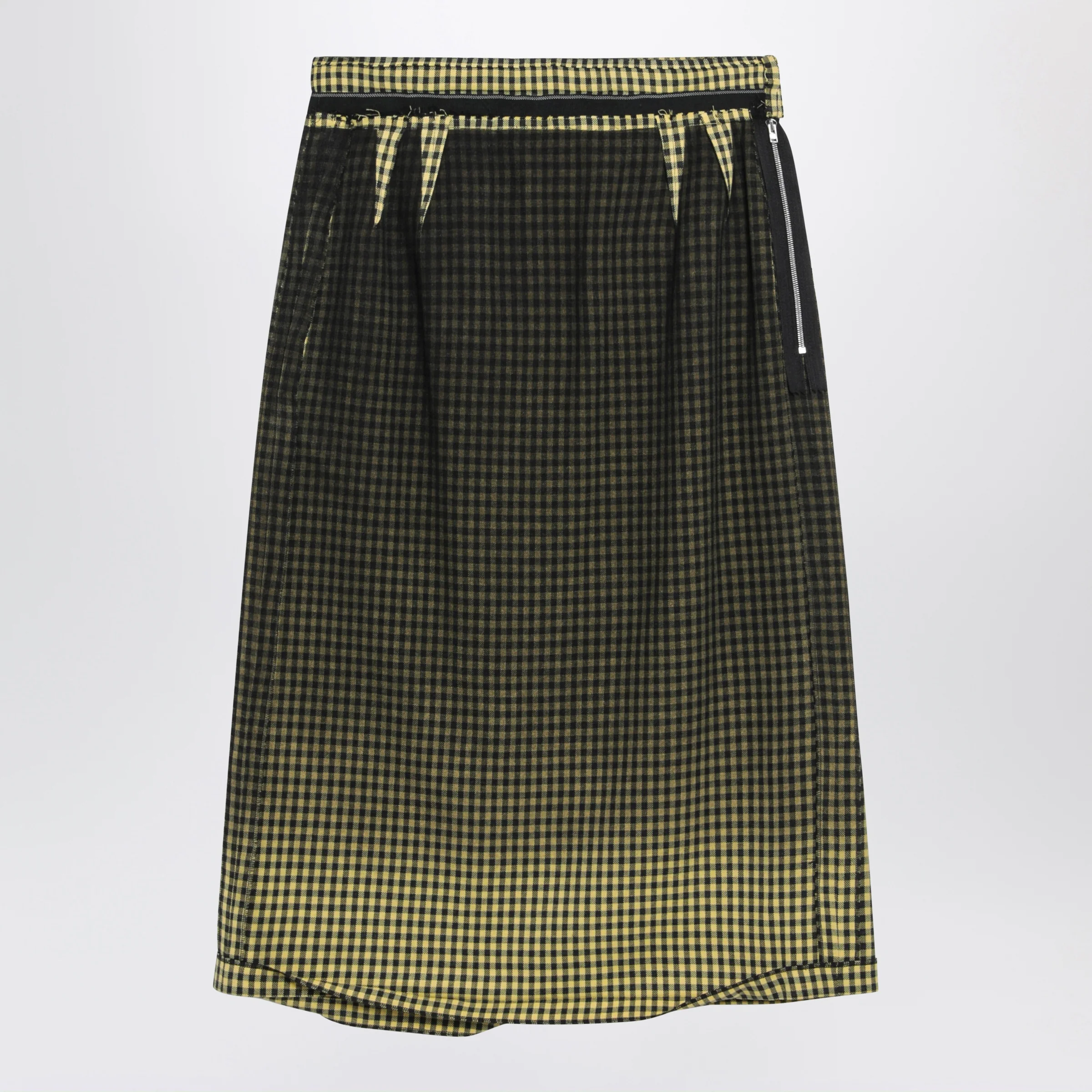 Maison Margiela Virgin wool midi skirt with faded check pattern