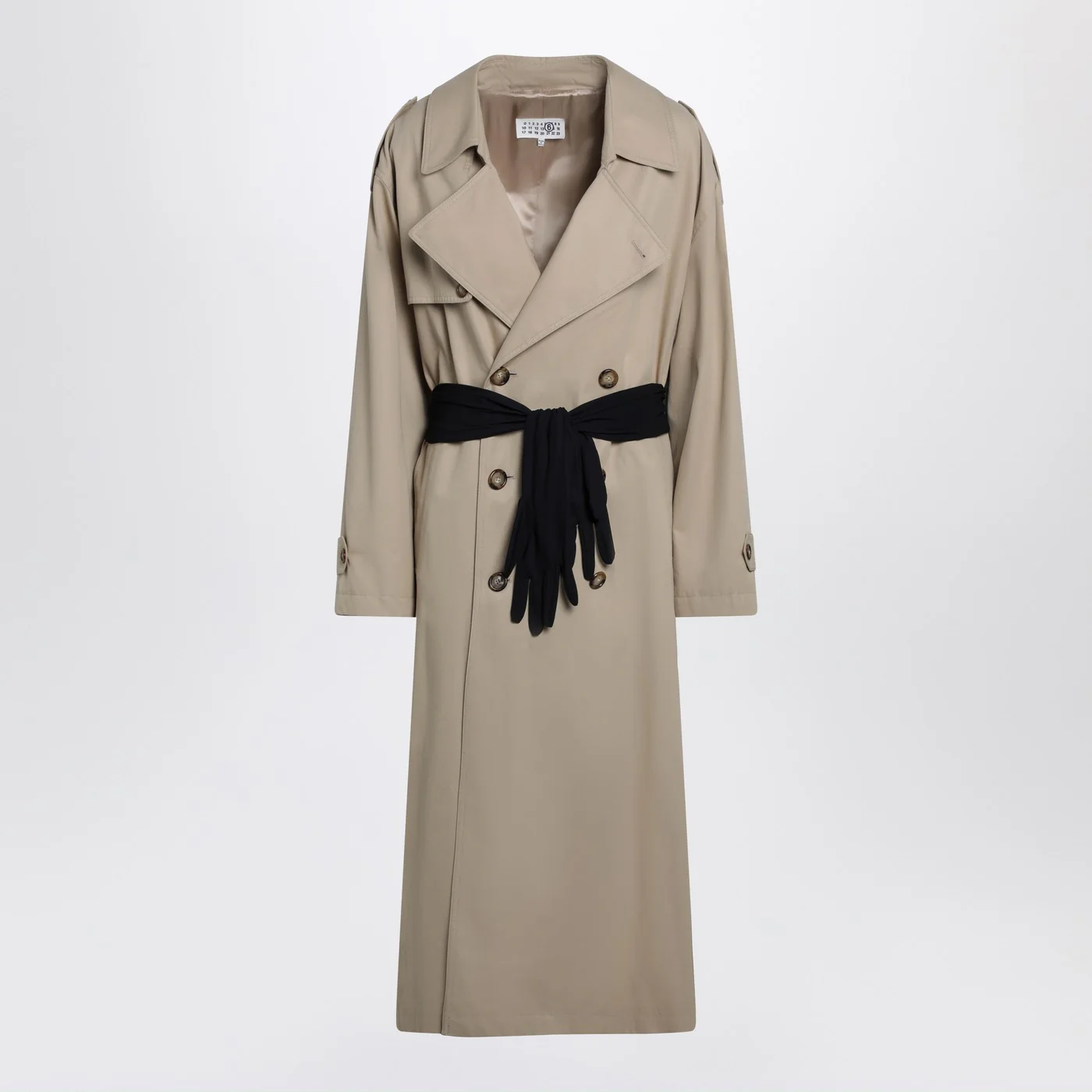 MM6 Maison Margiela Beige cotton trench coat with gloves