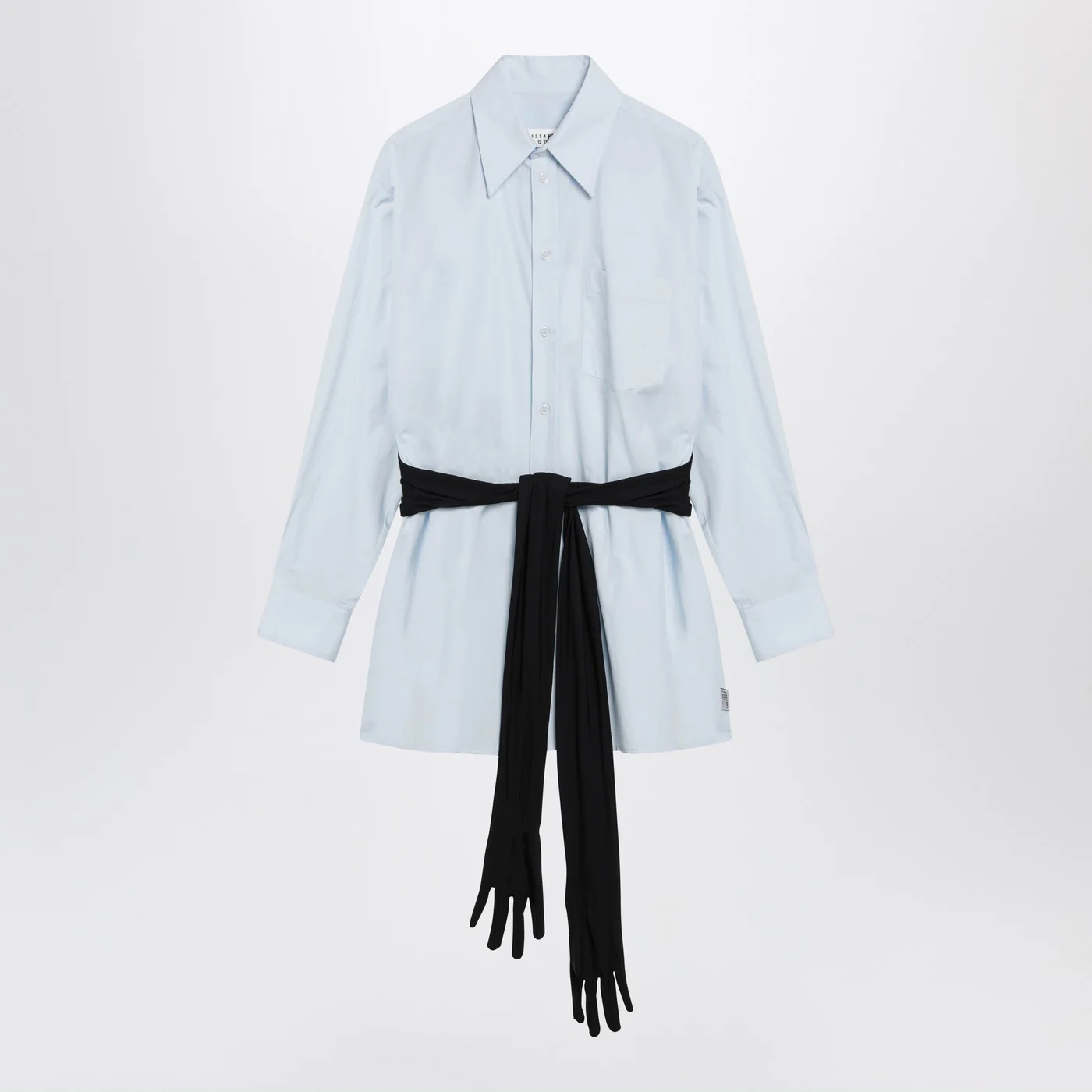 MM6 Maison Margiela Light blue cotton shirt with gloves