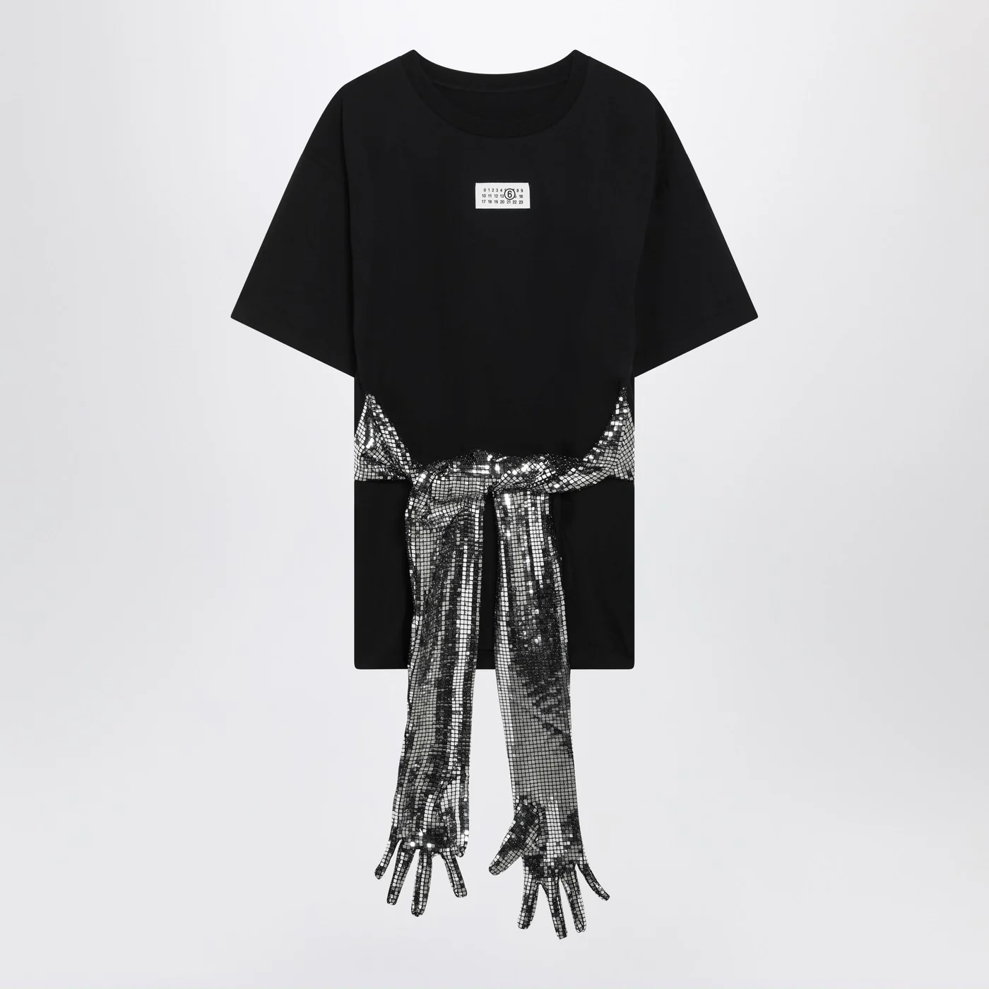 MM6 Maison Margiela Black cotton T-shirt with gloves
