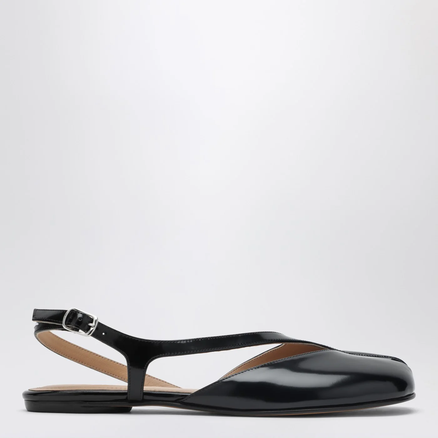 Maison Margiela Black brushed leather Tabi slingback sandals