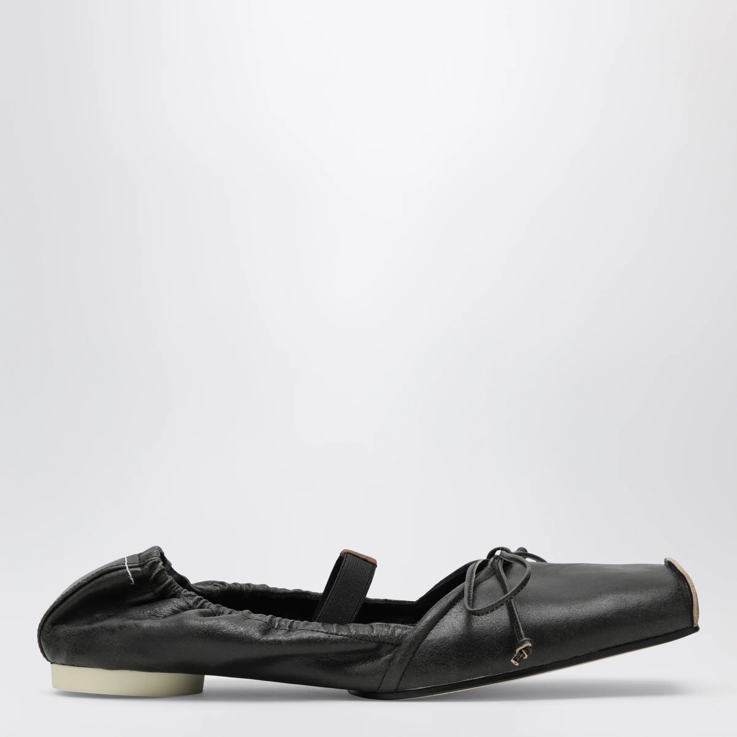 MM6 Maison Margiela Square-toe ballerinas in brown calfskin leather