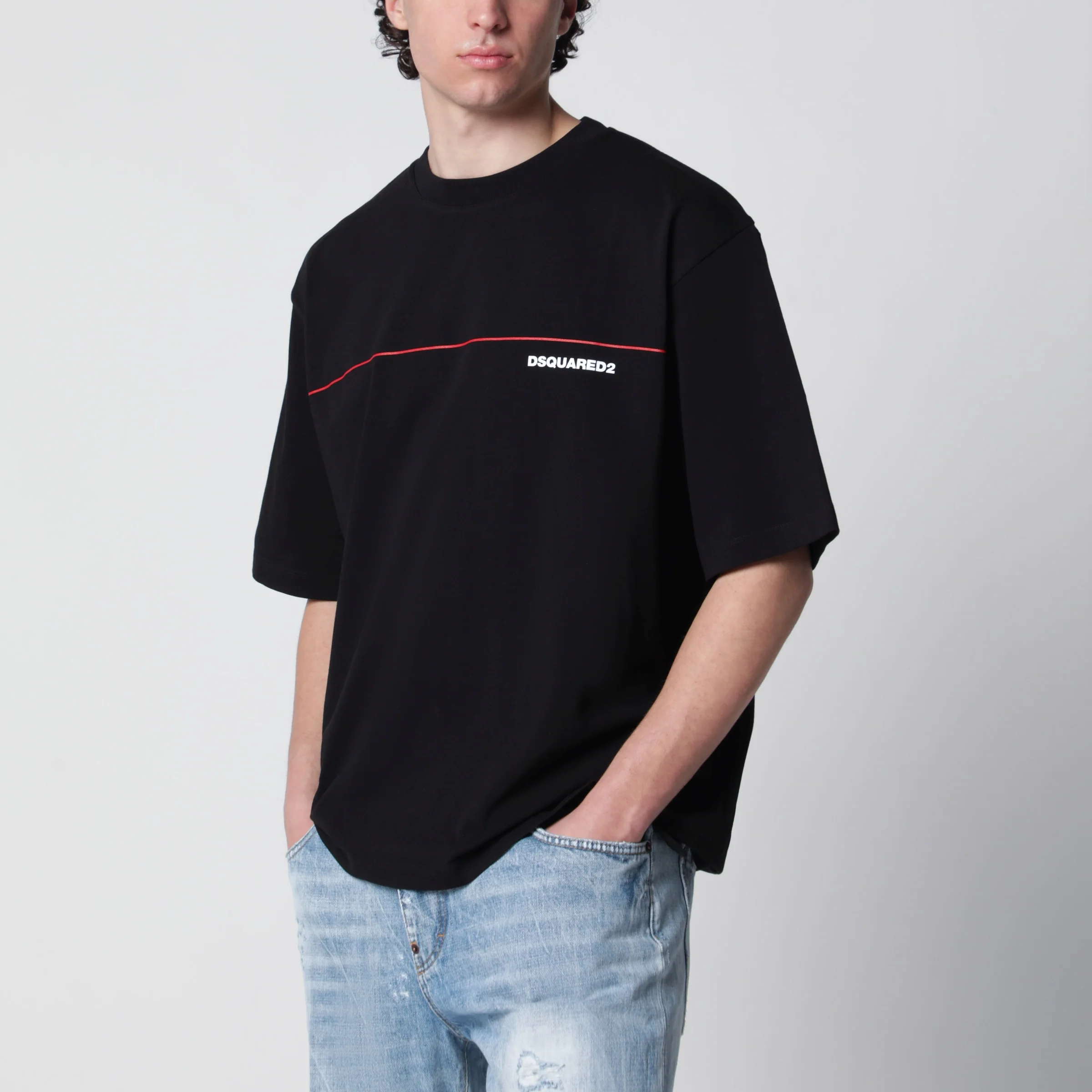 Dsquared2 Rebel Tags loose-fit cotton T-shirt in black