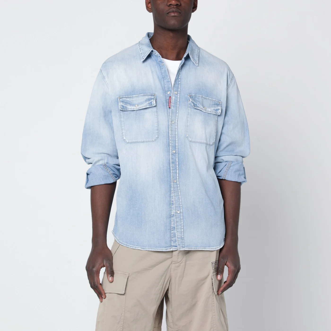 Dsquared2 Light blue washed denim shirt