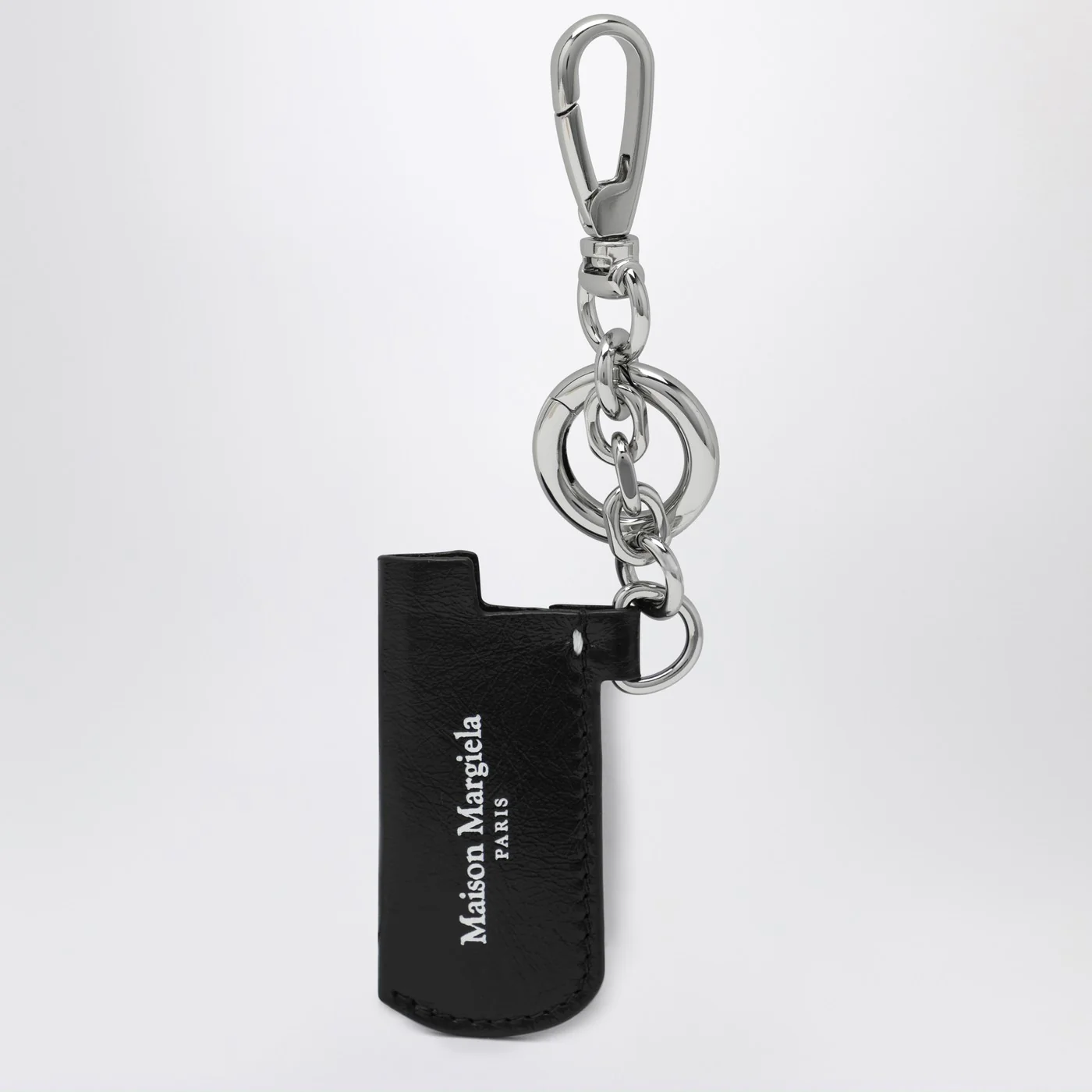 Maison Margiela Black leather key holder with logo