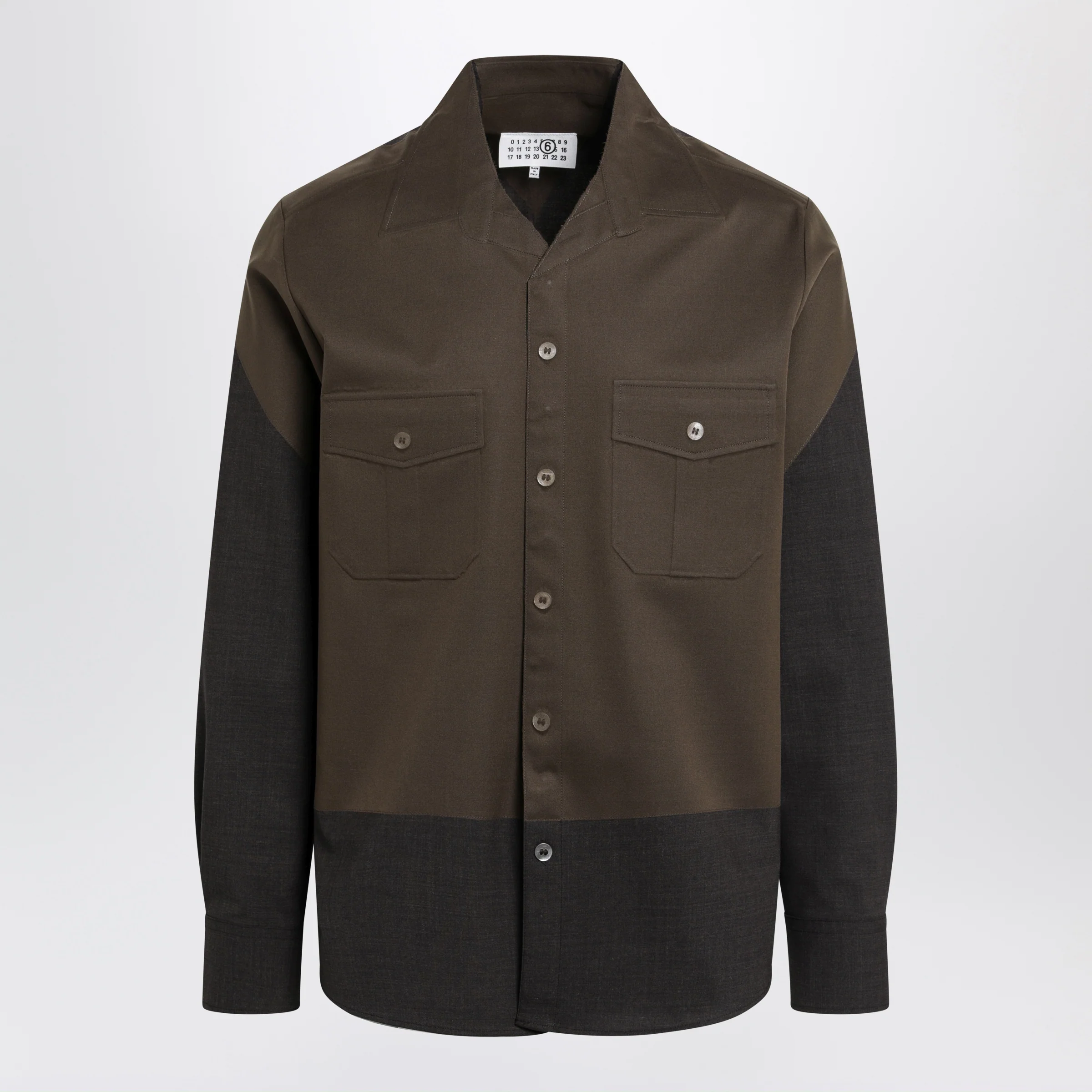 MM6 Maison Margiela Two-tone brown shirt in wool blend