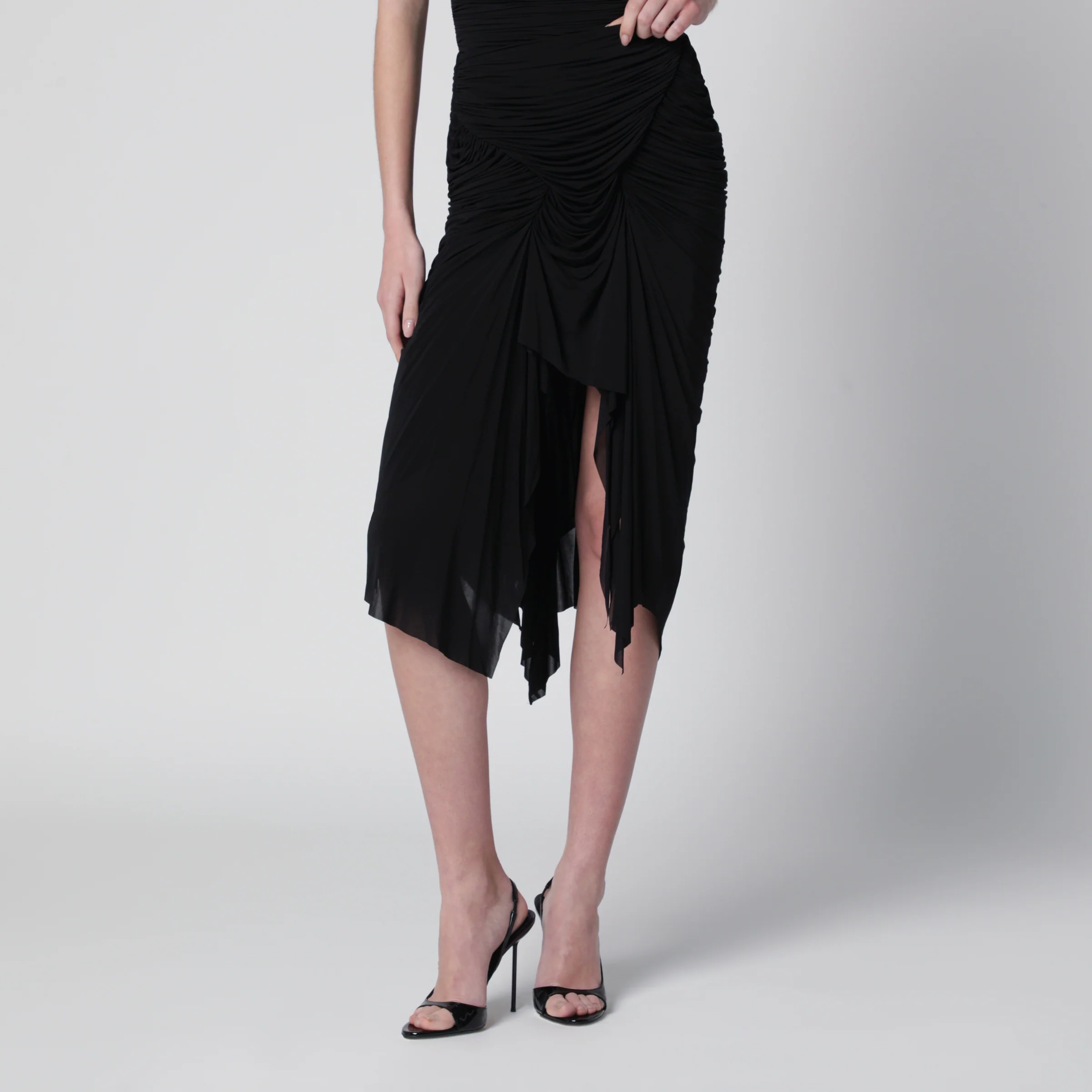 Francesco Murano Black draped skirt with front slit