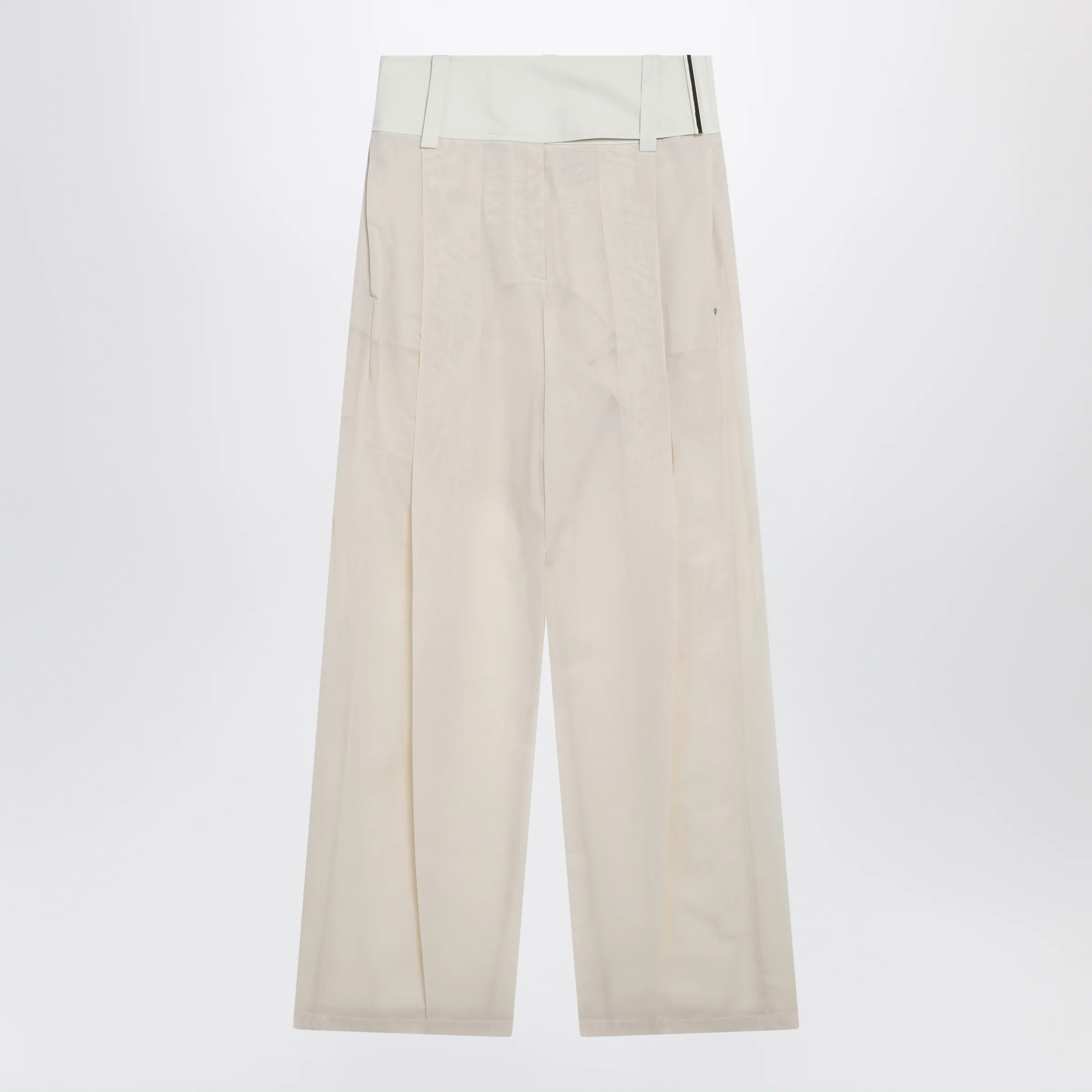 Sportmax Wide-leg trousers in ecru organza cotton voile