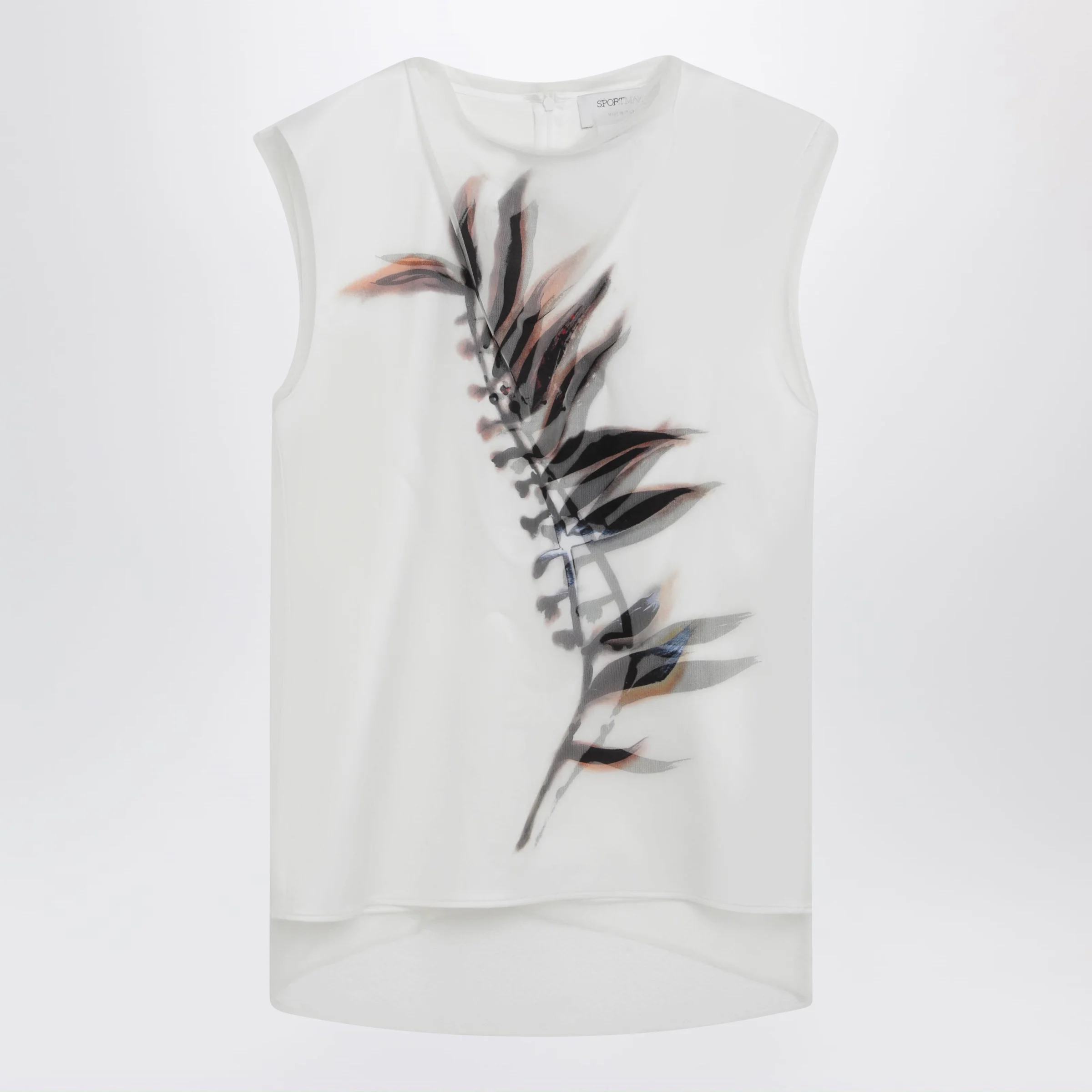 Sportmax White double-layer top in satin and tulle