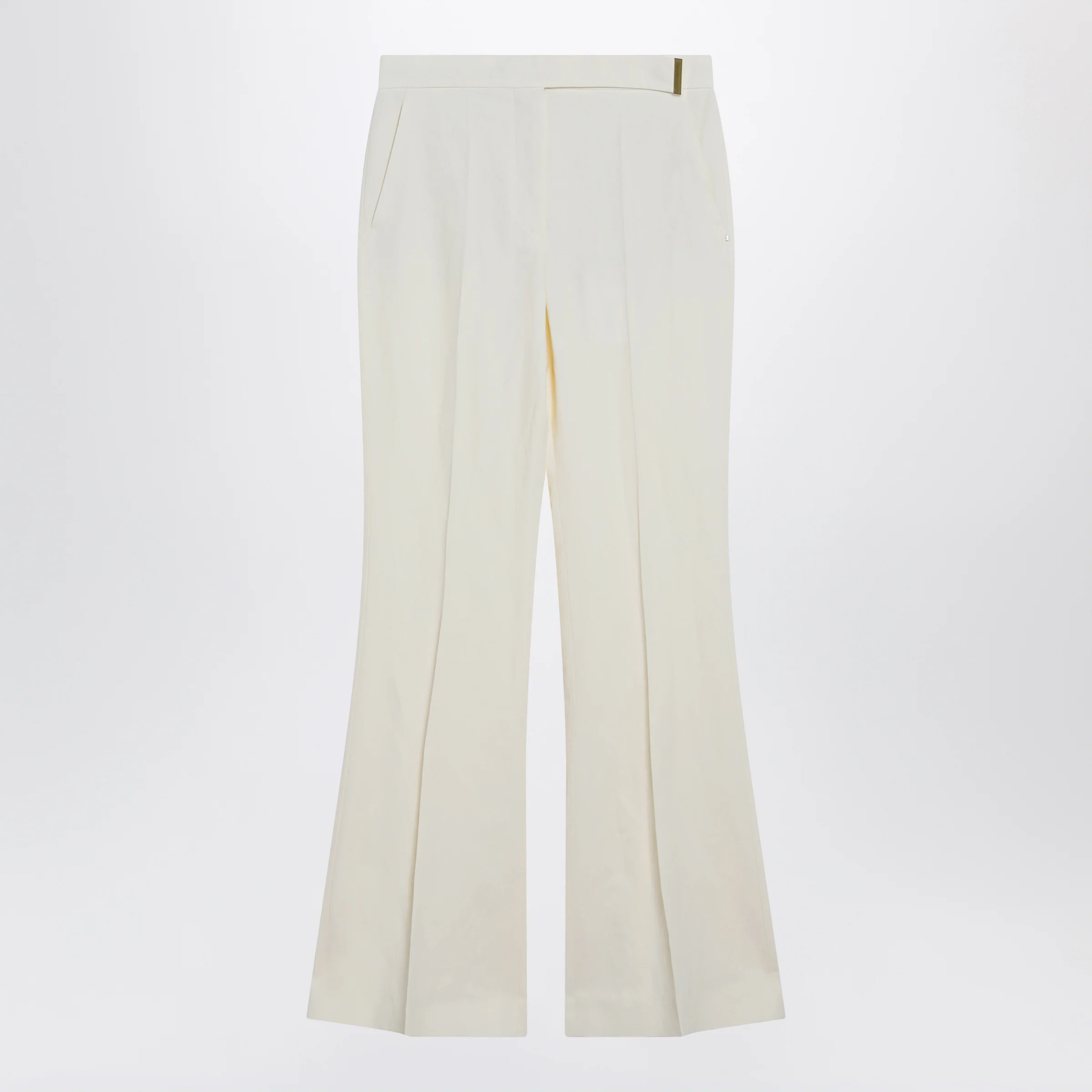 Sportmax Low-rise flare trousers in viscose and textile paper