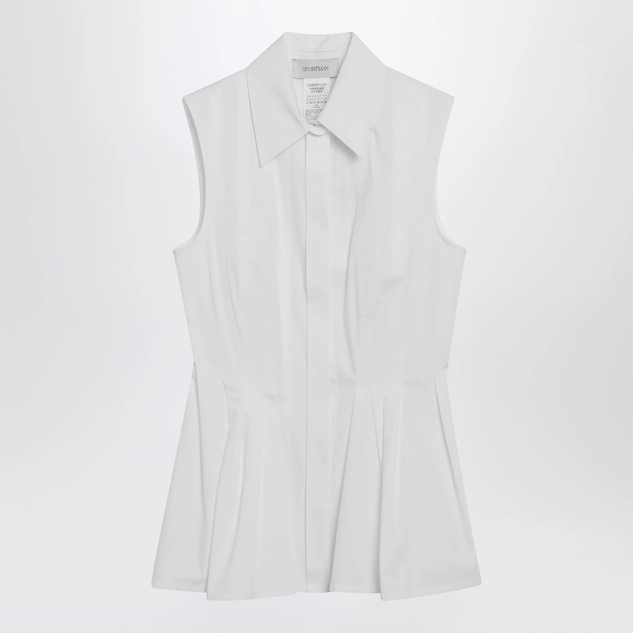 Sportmax Sleeveless shirt in optical white cotton canvas