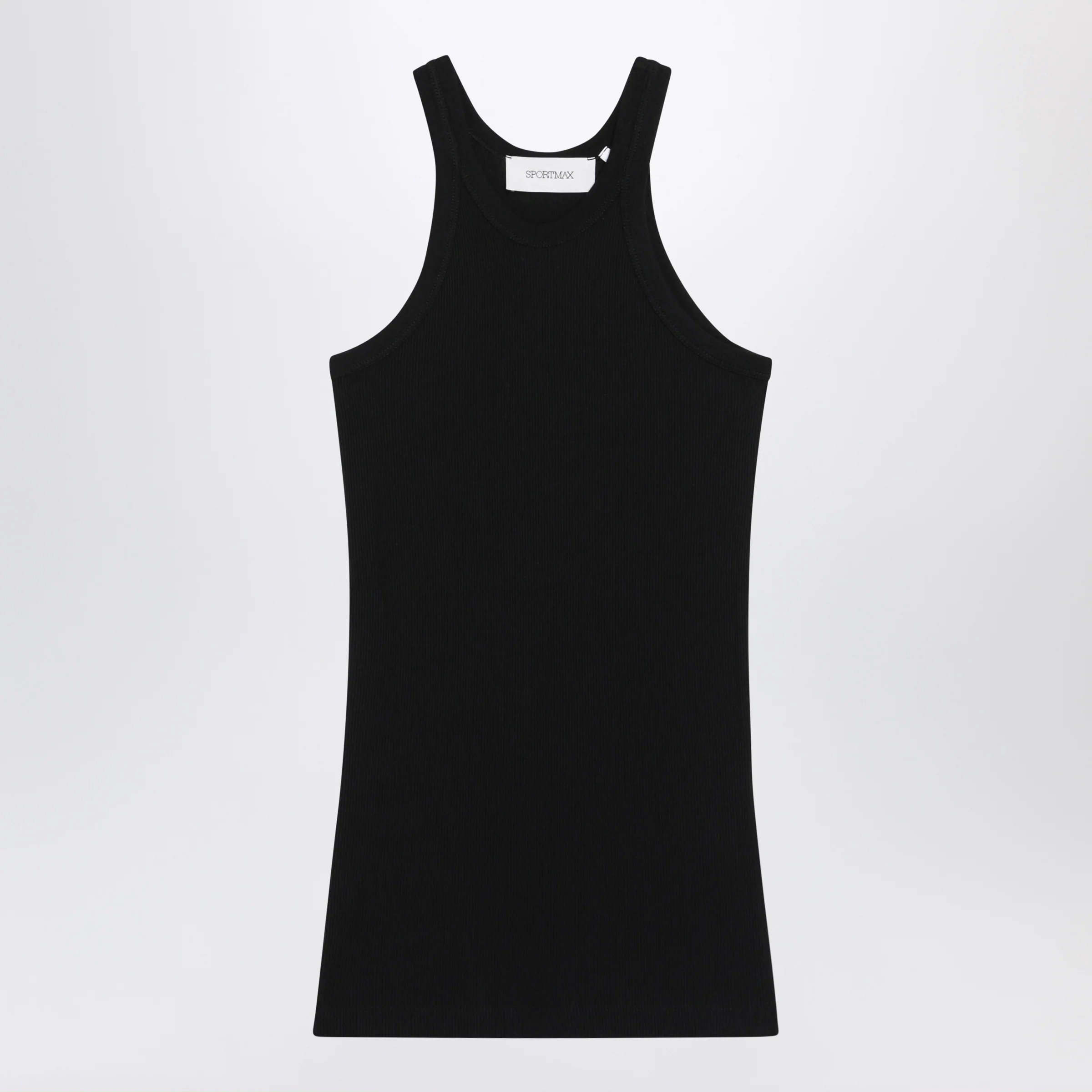 Sportmax Ribbed cotton and silk halterneck tank top in black